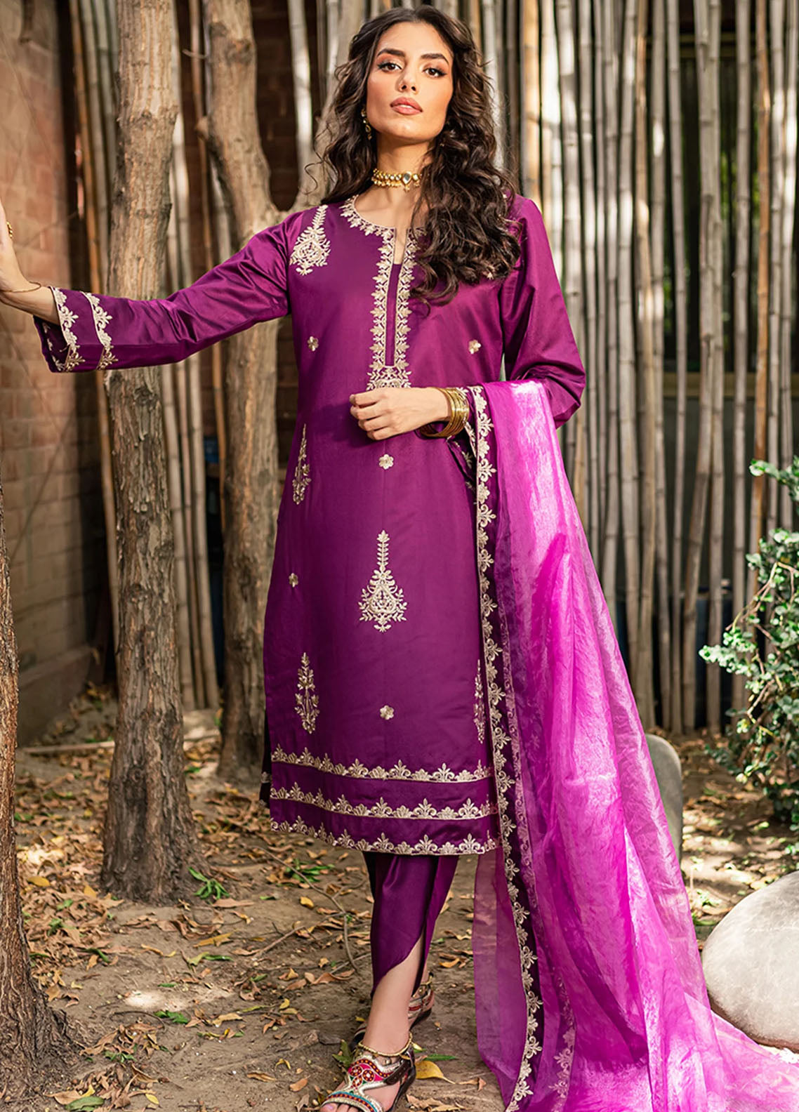 Mannat Pret Embroidered Cotton 3 Piece Suit Shabnami