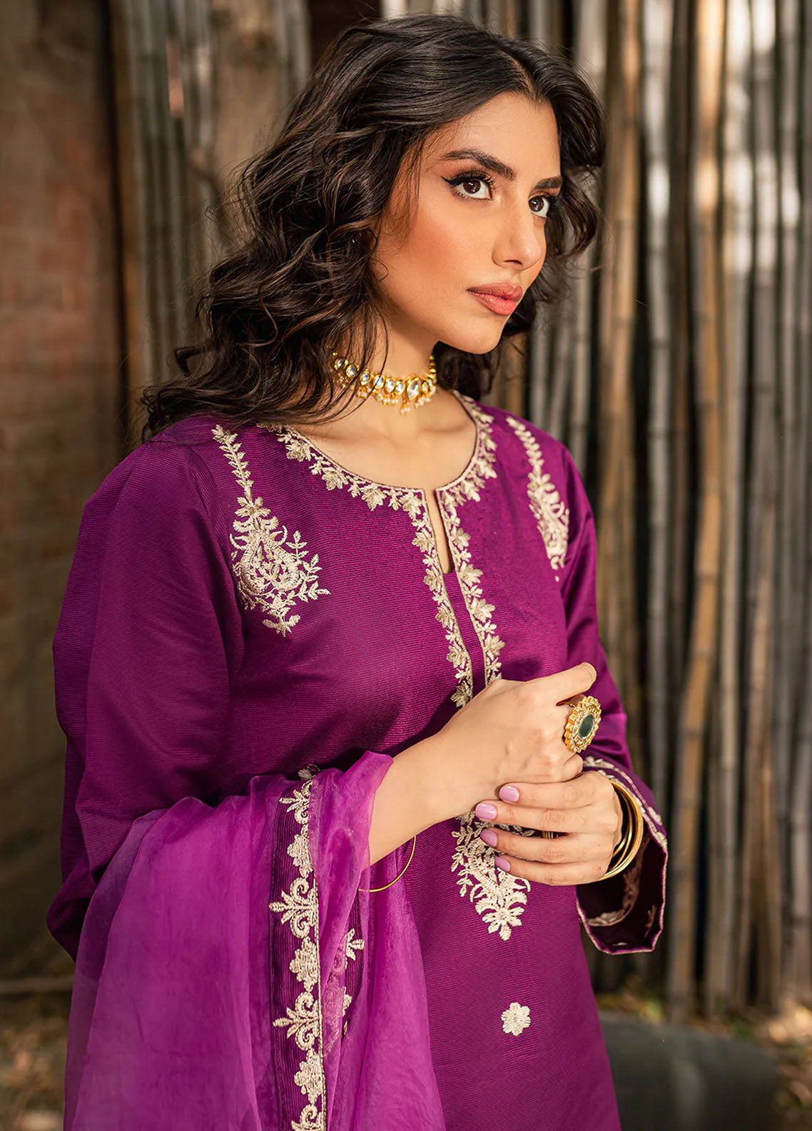 Mannat Pret Embroidered Cotton 3 Piece Suit Shabnami