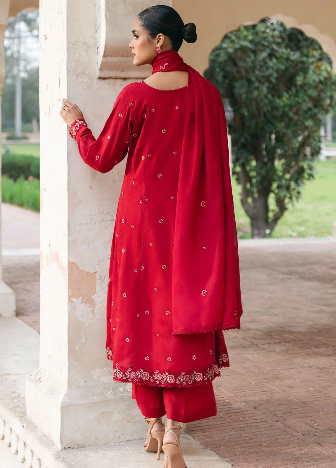 Mannat Pret Embroidered Raw Silk 3 Piece Suit Aspen