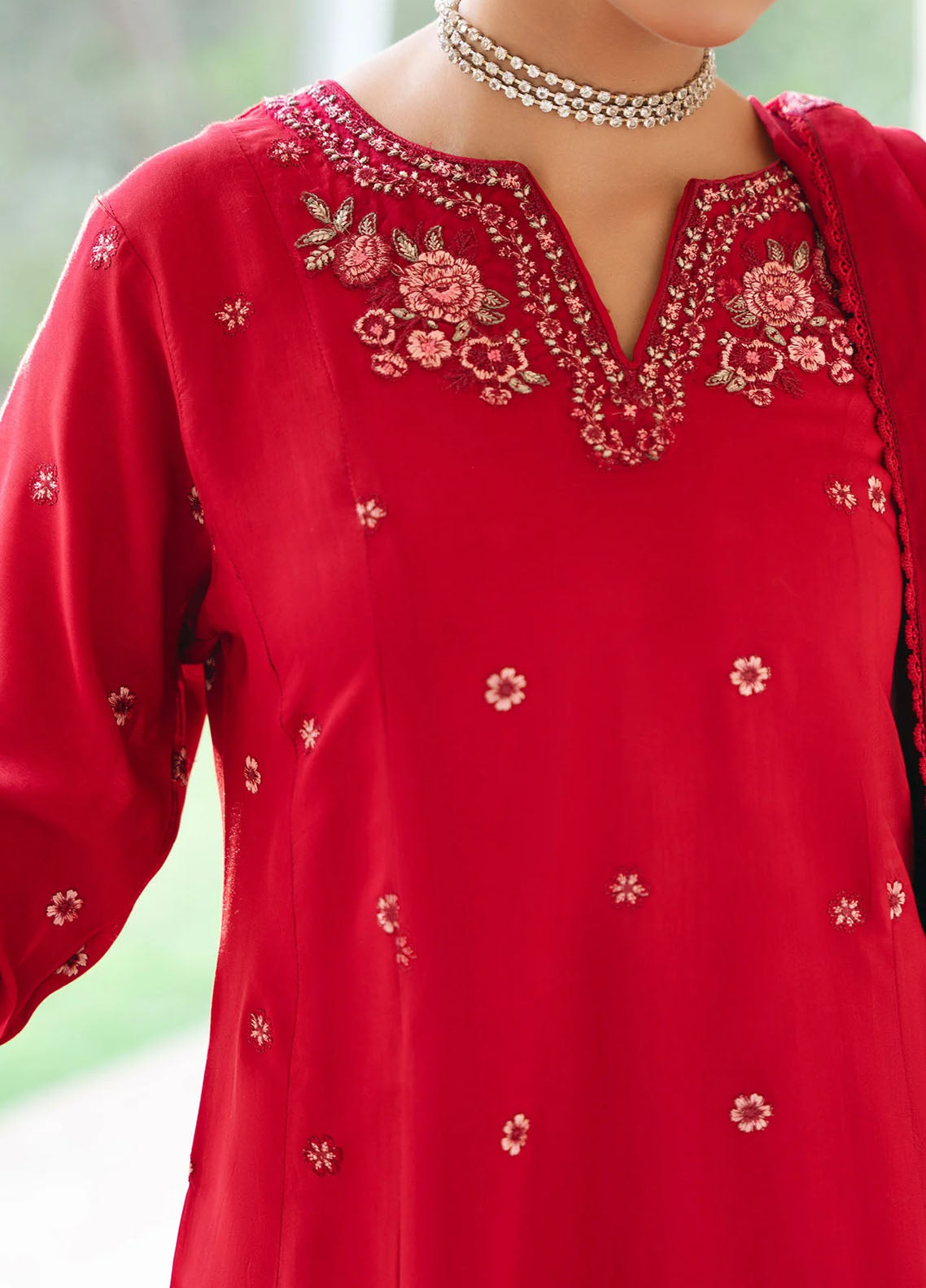 Mannat Pret Embroidered Raw Silk 3 Piece Suit Aspen