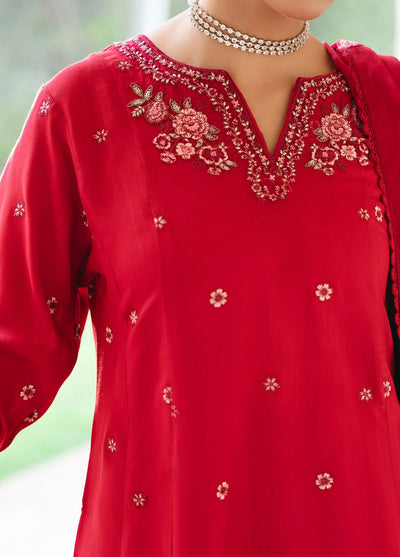 Mannat Pret Embroidered Raw Silk 3 Piece Suit Aspen