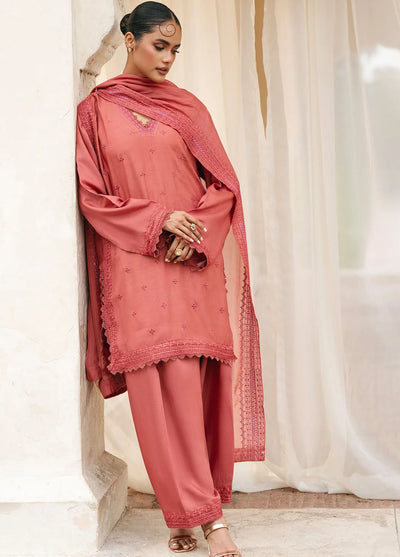 Mannat Pret Embroidered Raw Silk 3 Piece Suit Emery