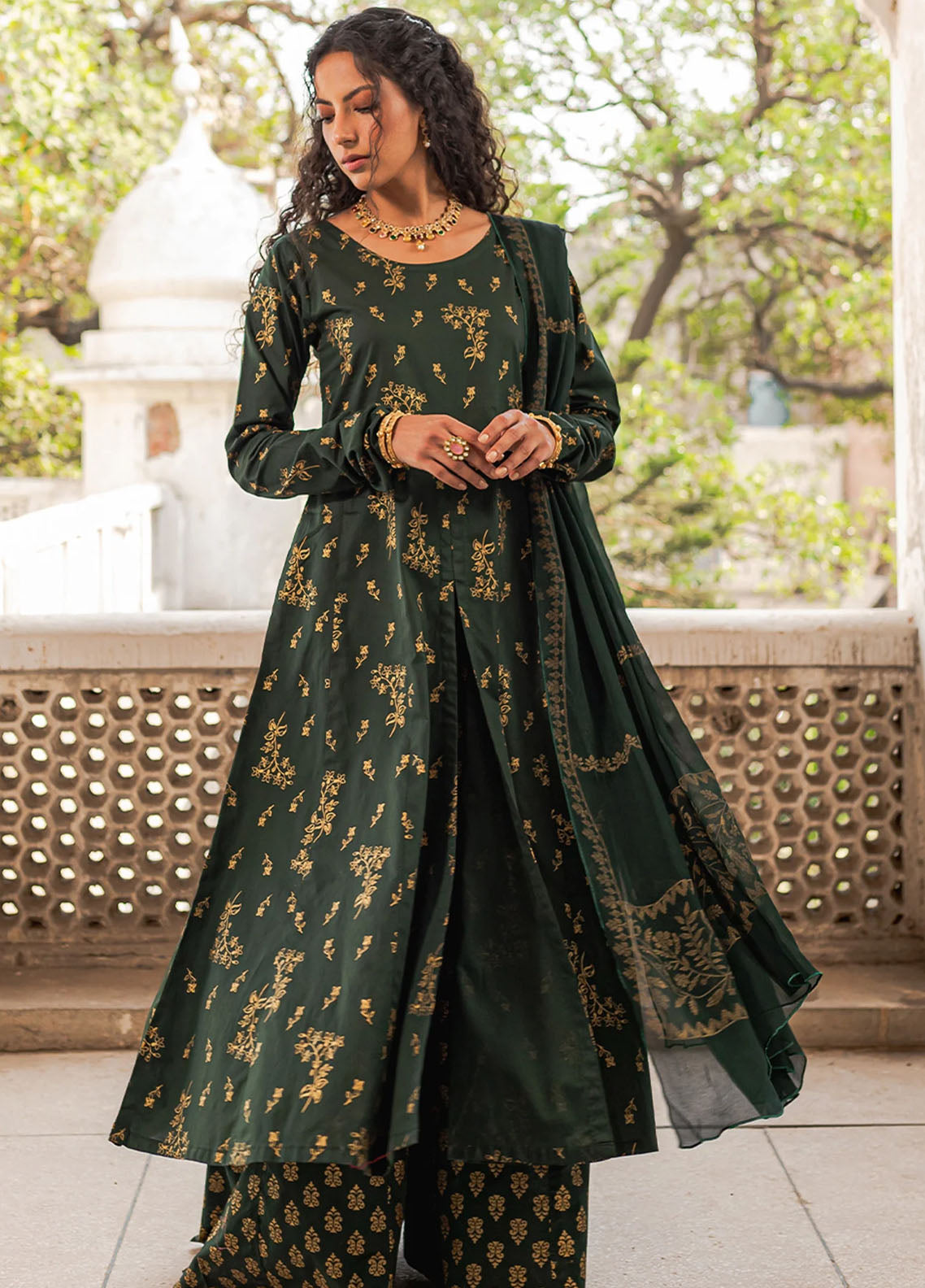 Mannat Pret Printed Cotton 3 Piece Suit Sanam