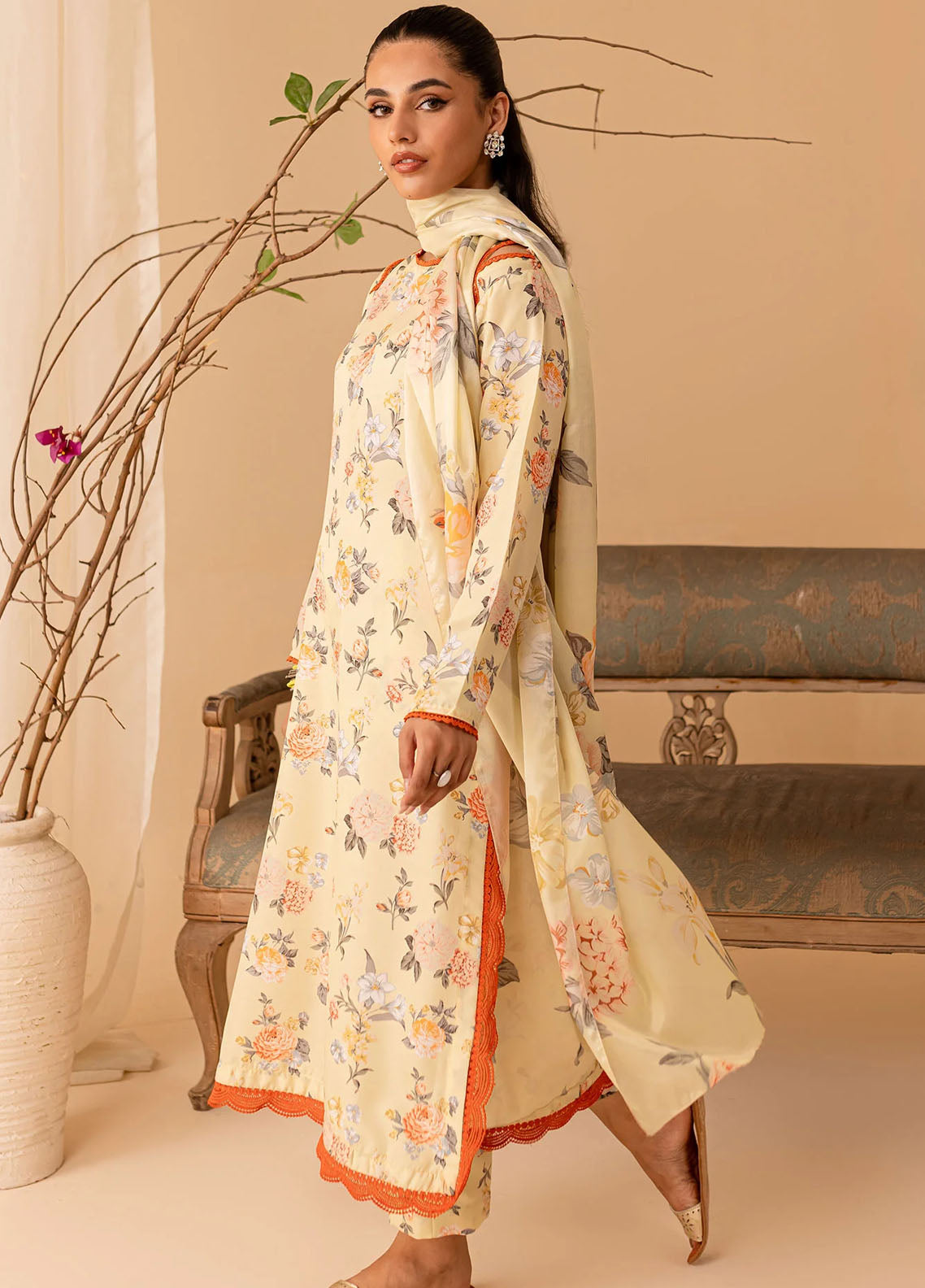 Mannat Pret Printed Poly Lawn 3 Piece Suit Zenal