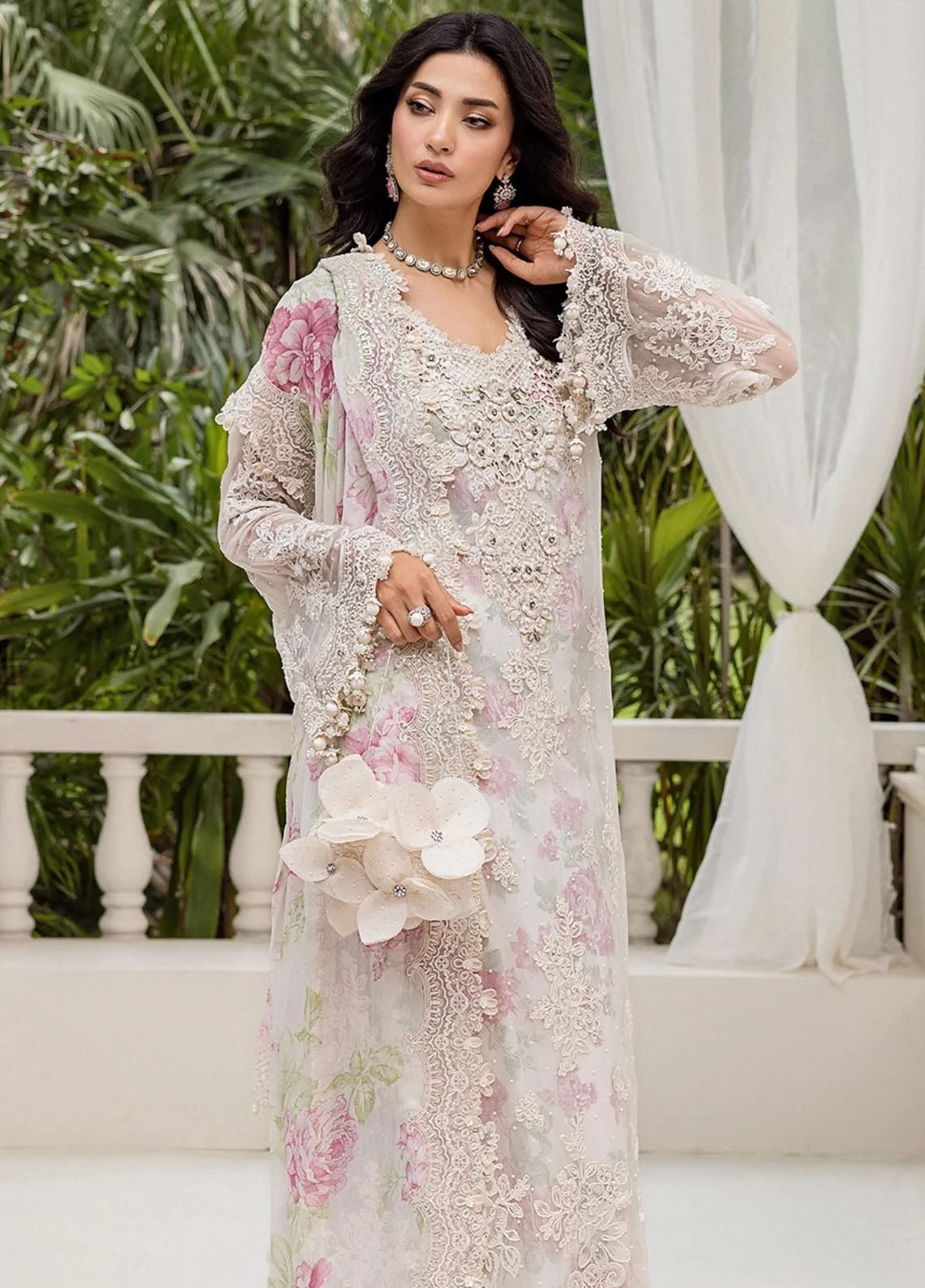 Maria B Embroidered Chiffon Suits Unstitched 3 Piece MB25CU D-01