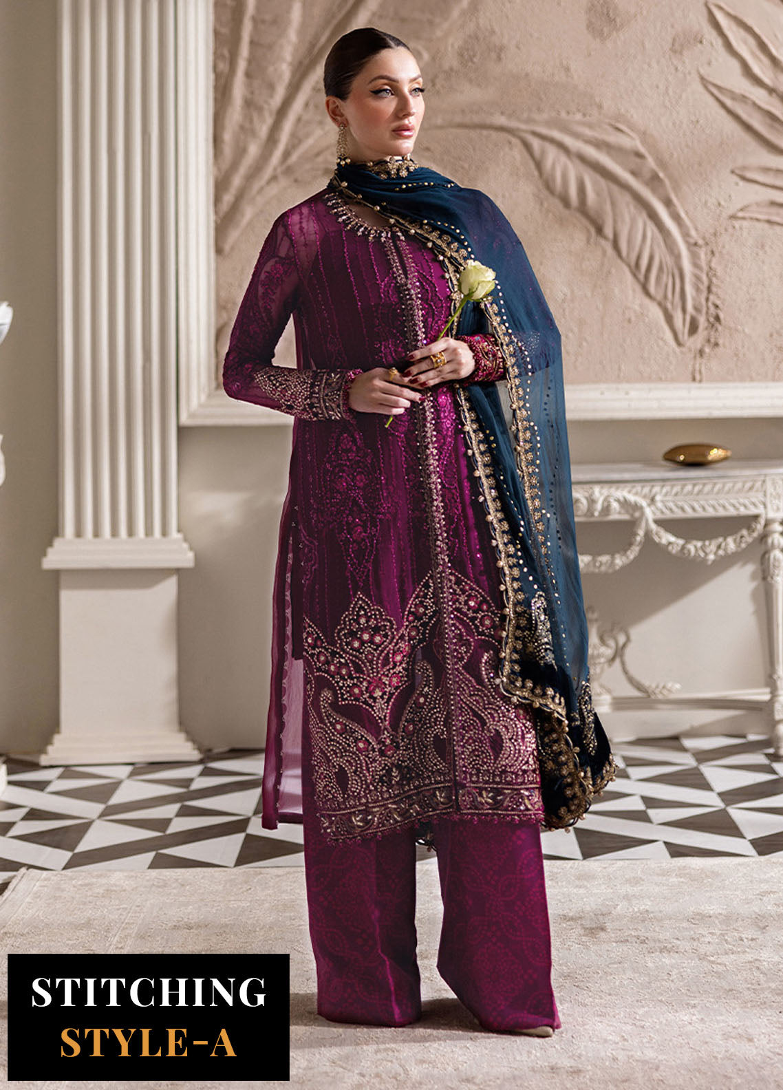Maria B Embroidered Chiffon Suits Unstitched 3 Piece MB25CU D-02