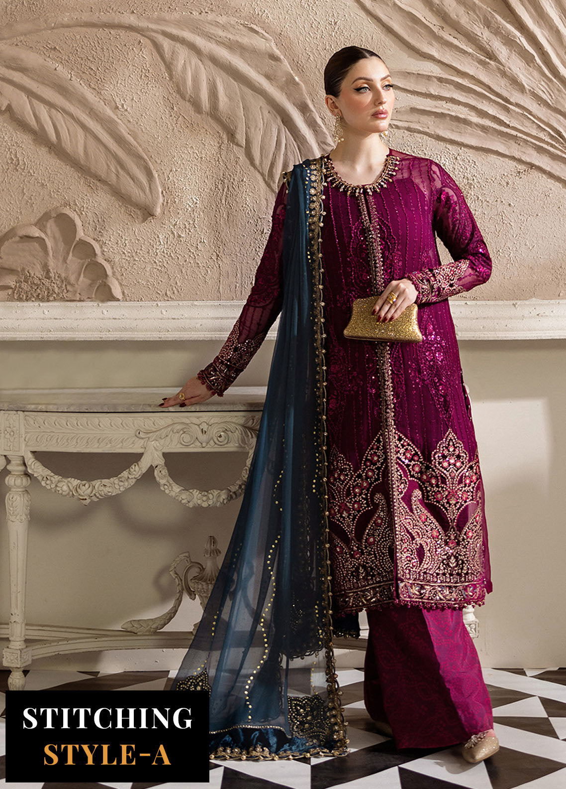 Maria B Embroidered Chiffon Suits Unstitched 3 Piece MB25CU D-02