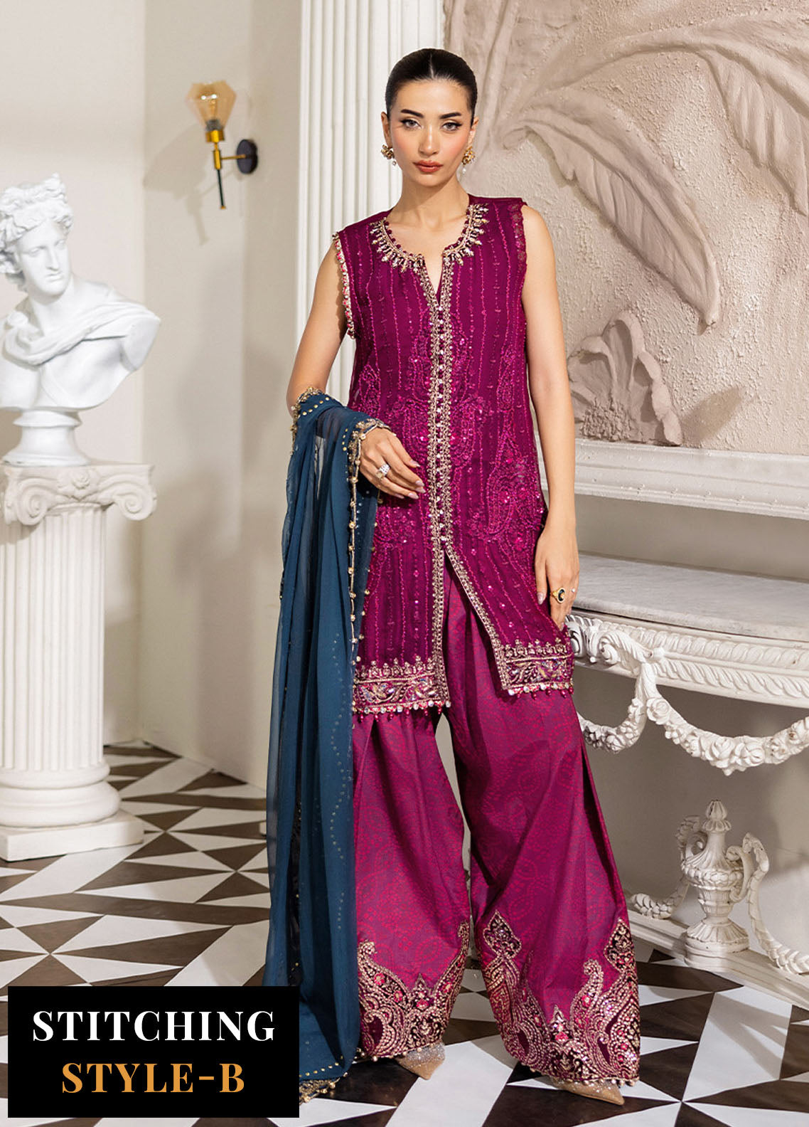 Maria B Embroidered Chiffon Suits Unstitched 3 Piece MB25CU D-02