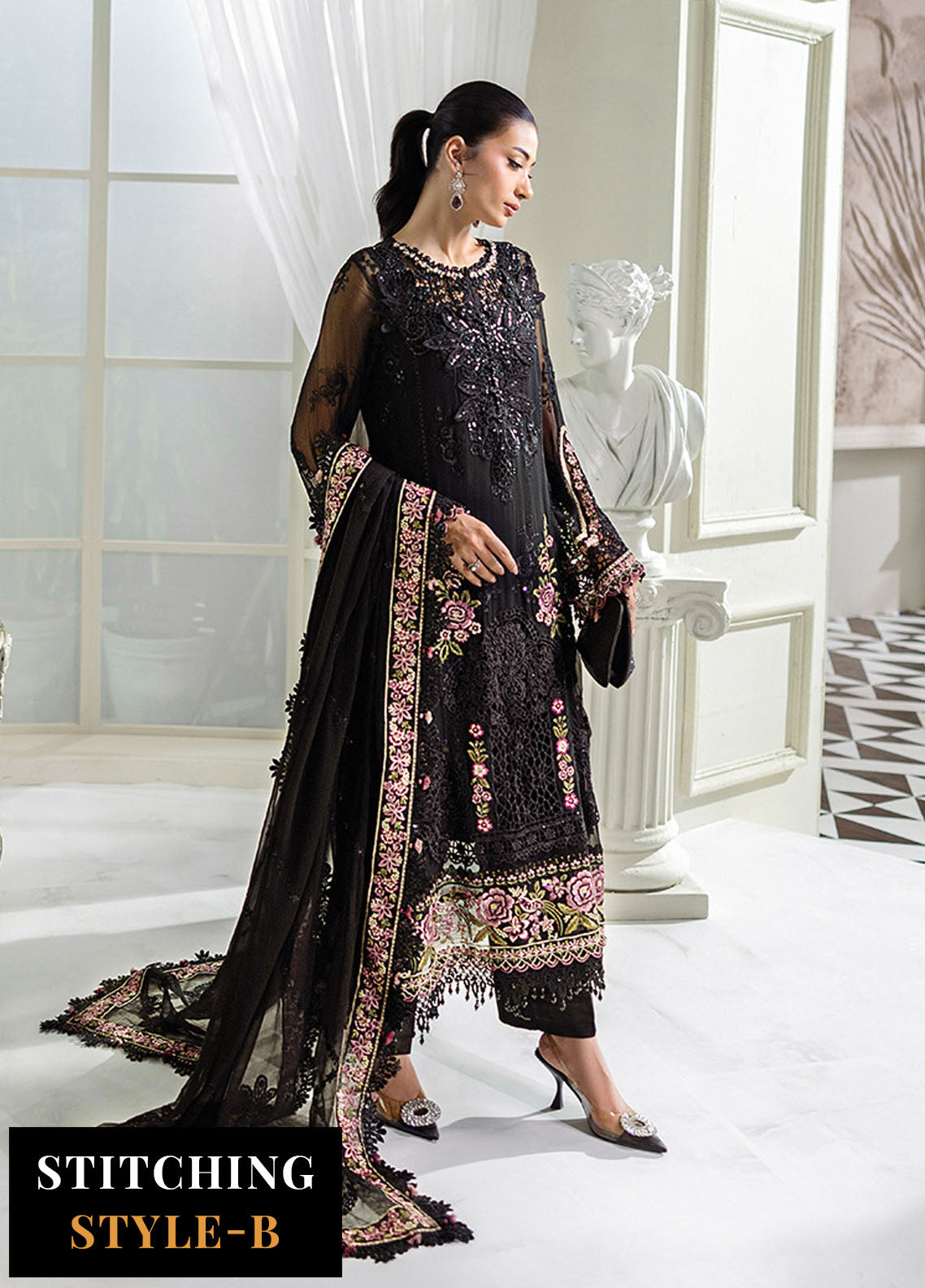 Maria B Embroidered Chiffon Suits Unstitched 3 Piece MB25CU D-04
