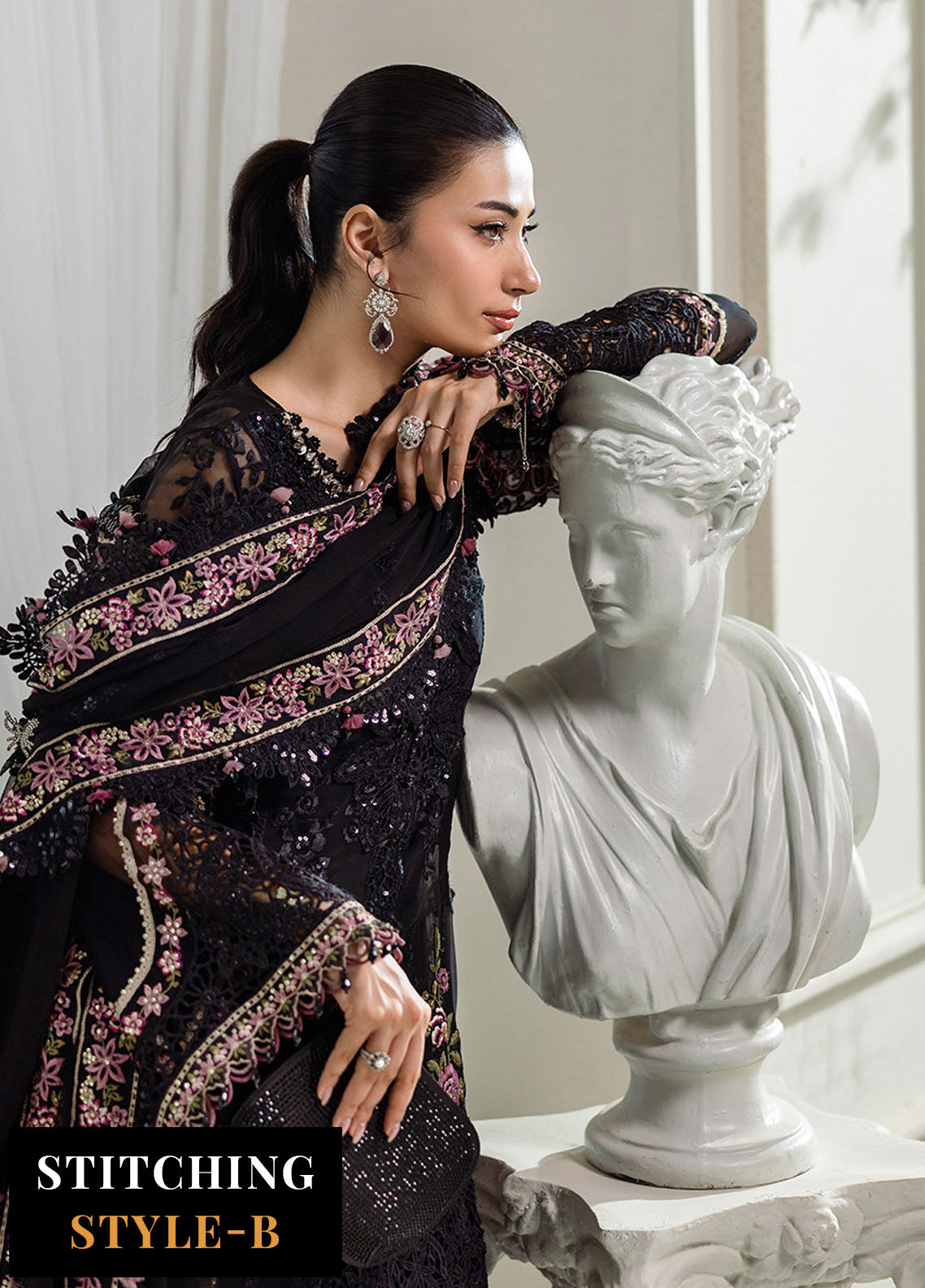 Maria B Embroidered Chiffon Suits Unstitched 3 Piece MB25CU D-04