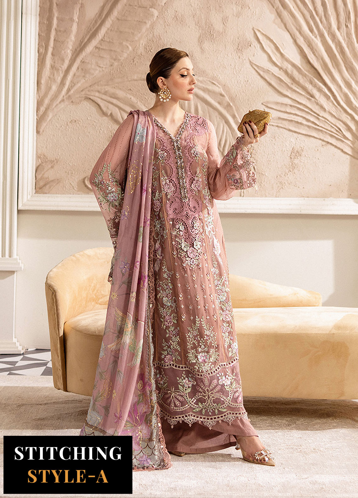 Maria B Embroidered Chiffon Suits Unstitched 3 Piece MB25CU D-05