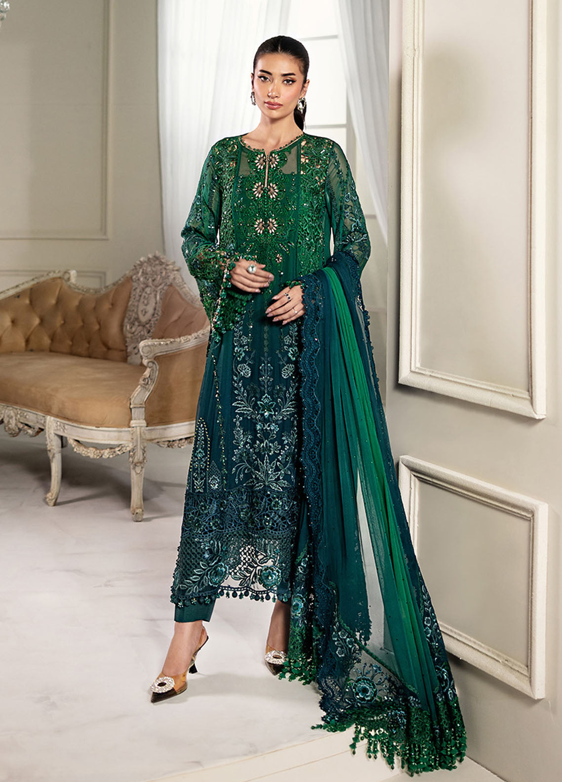 Maria B Embroidered Chiffon Suits Unstitched 3 Piece MB25CU D-06