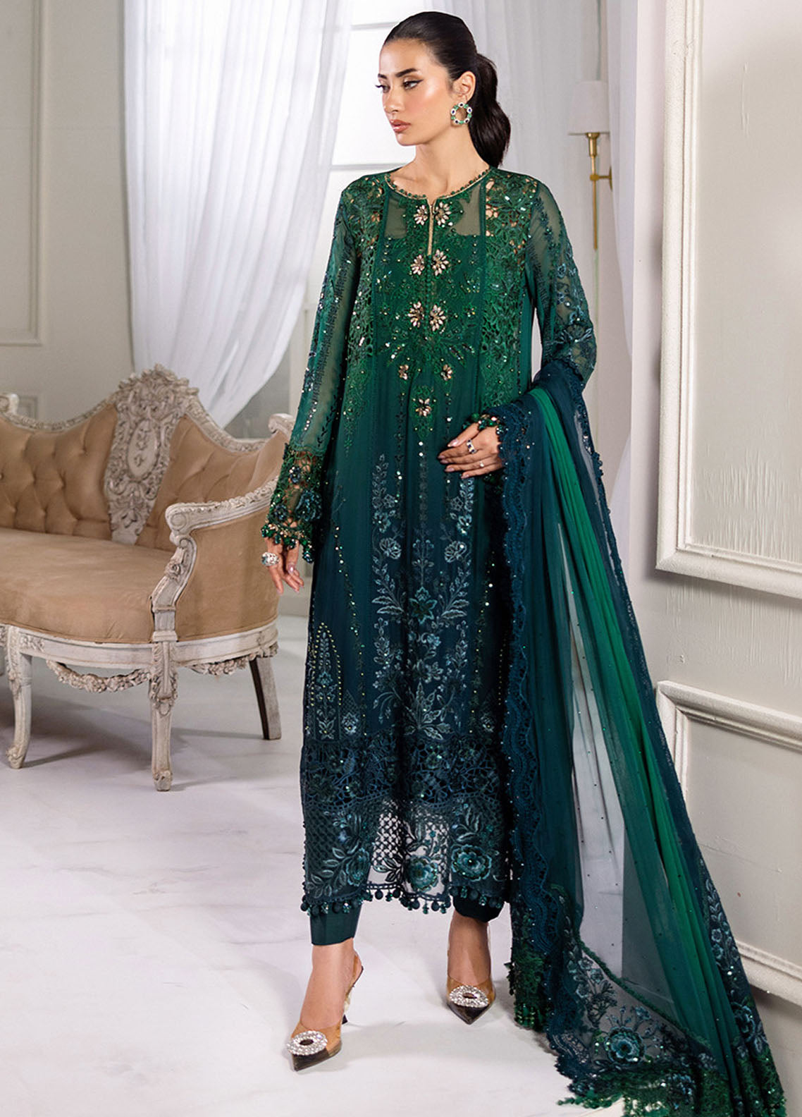 Maria B Embroidered Chiffon Suits Unstitched 3 Piece MB25CU D-06