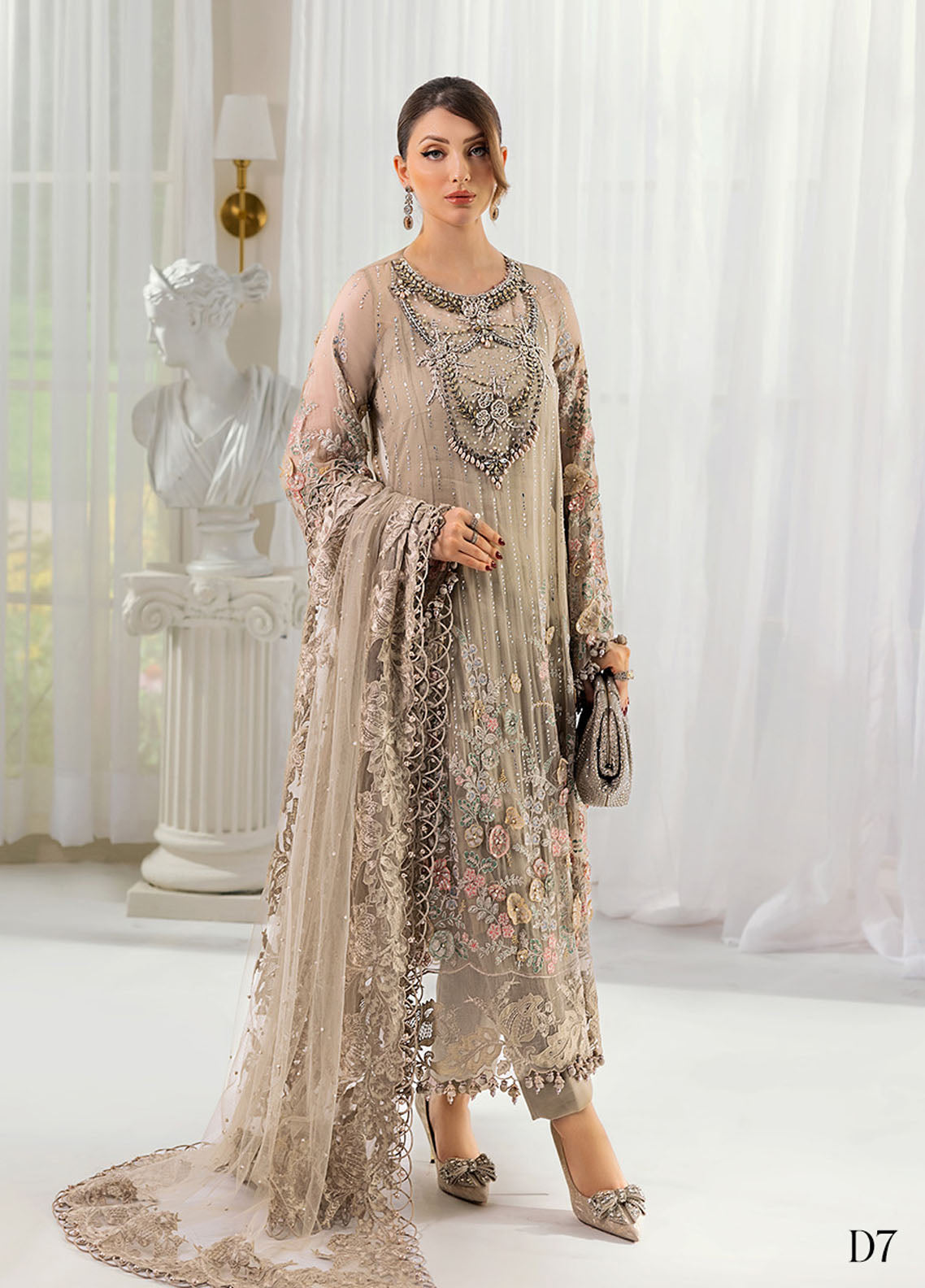Maria B Embroidered Chiffon Suits Unstitched 3 Piece MB25CU D-07