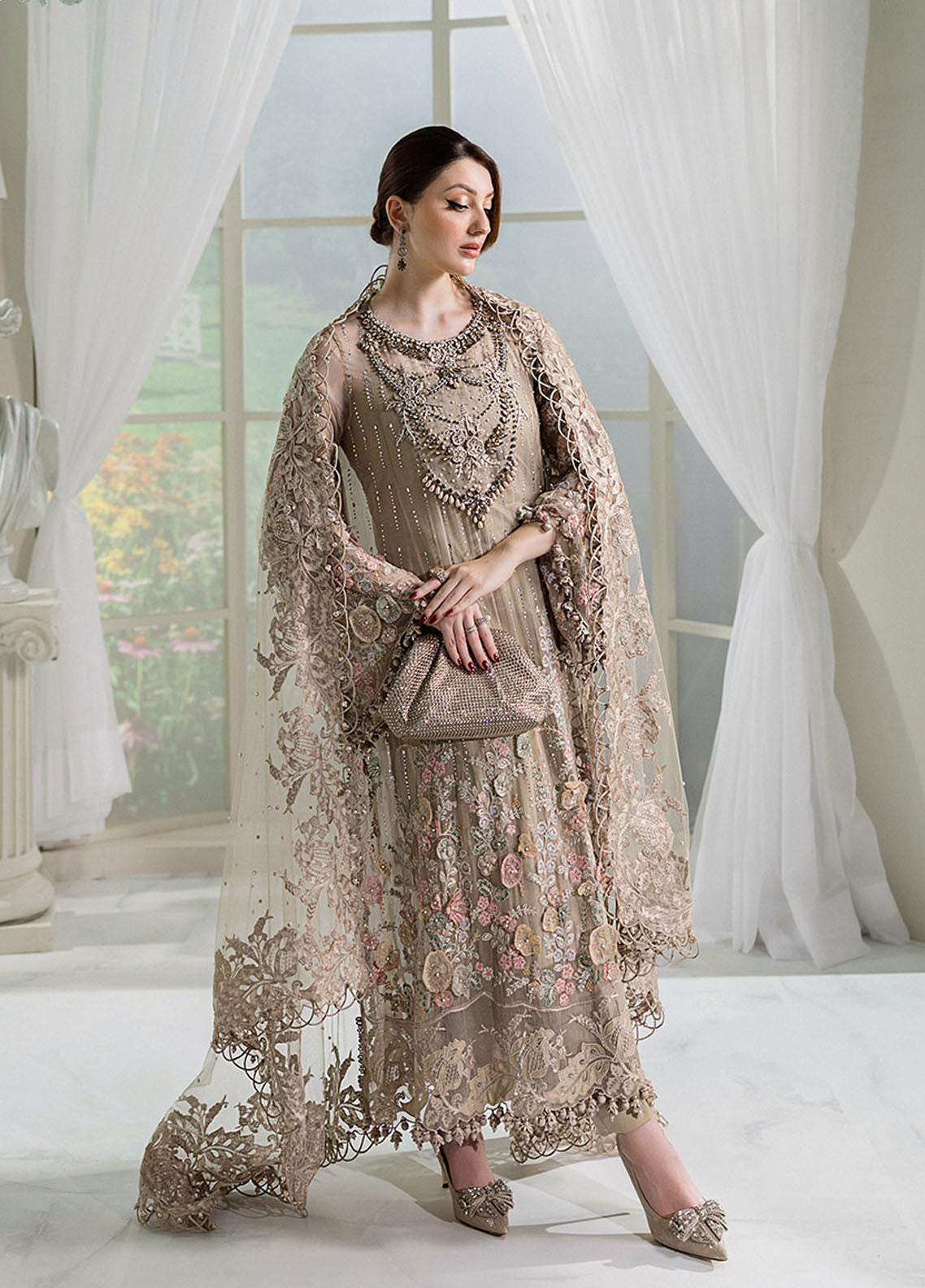 Maria B Embroidered Chiffon Suits Unstitched 3 Piece MB25CU D-07