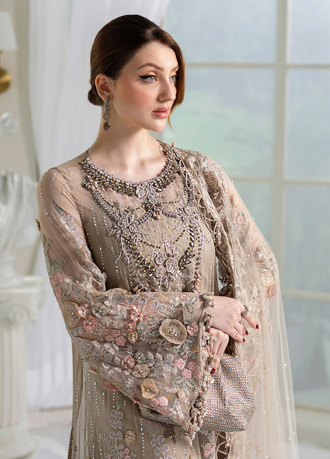 Maria B Embroidered Chiffon Suits Unstitched 3 Piece MB25CU D-07