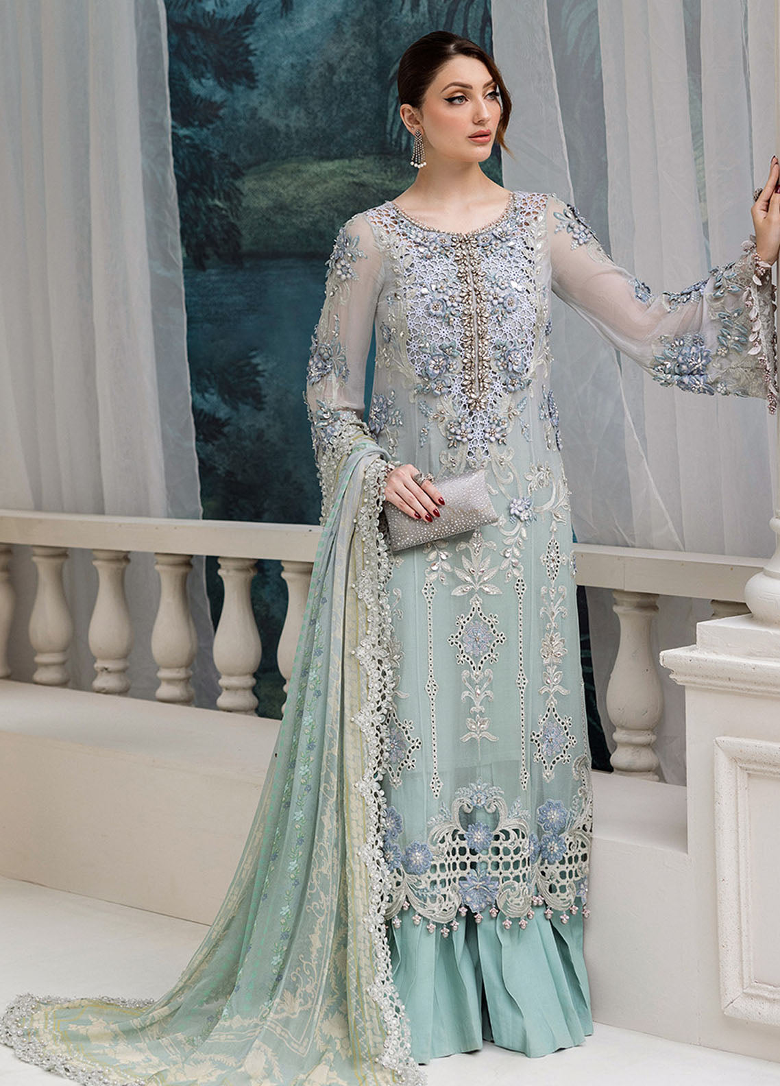 Maria B Embroidered Chiffon Suits Unstitched 3 Piece MB25CU D-08