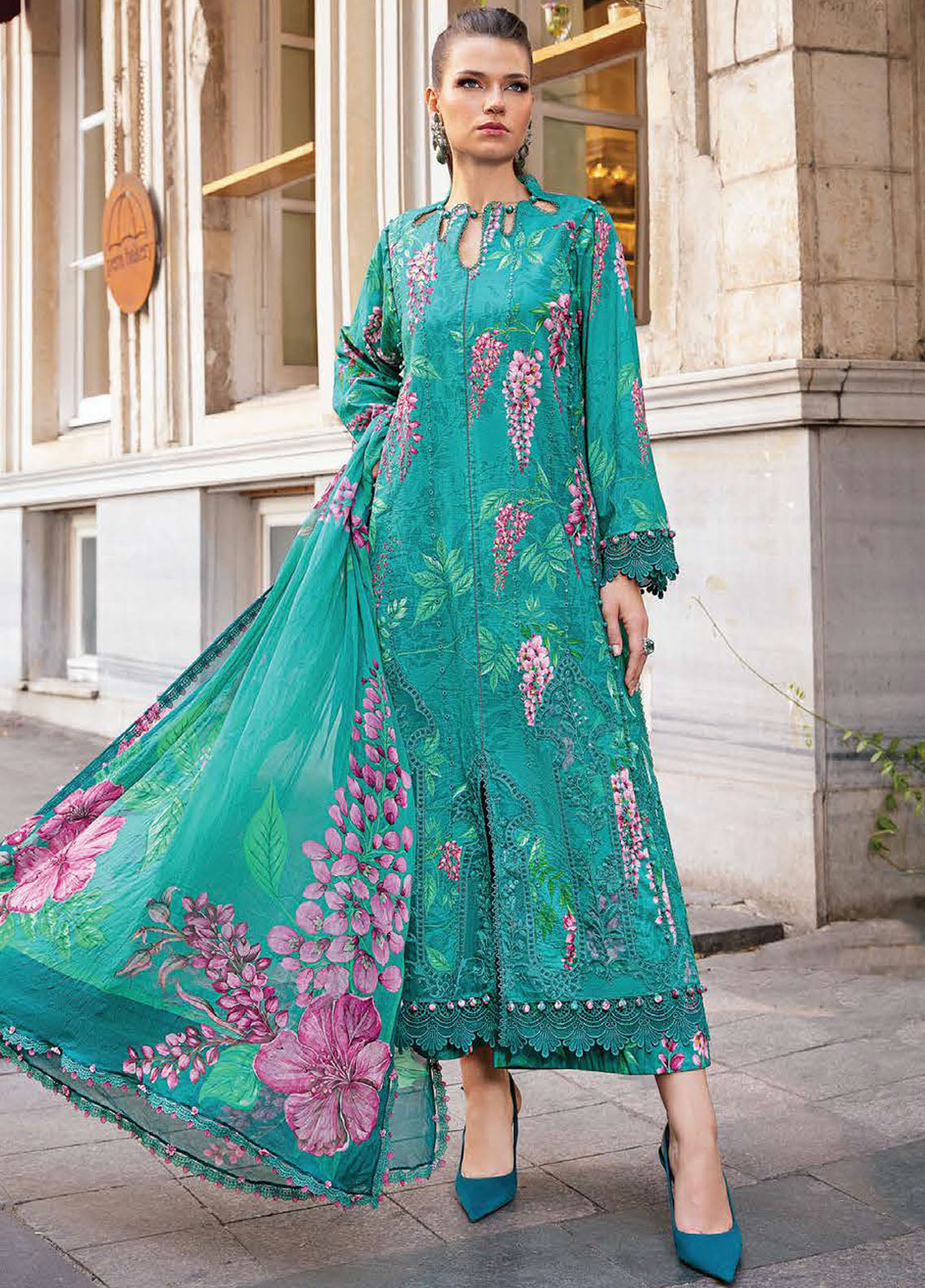 Maria B Embroidered Suit Unstitched 3 Piece MB2424PF 1A - Fall Collection