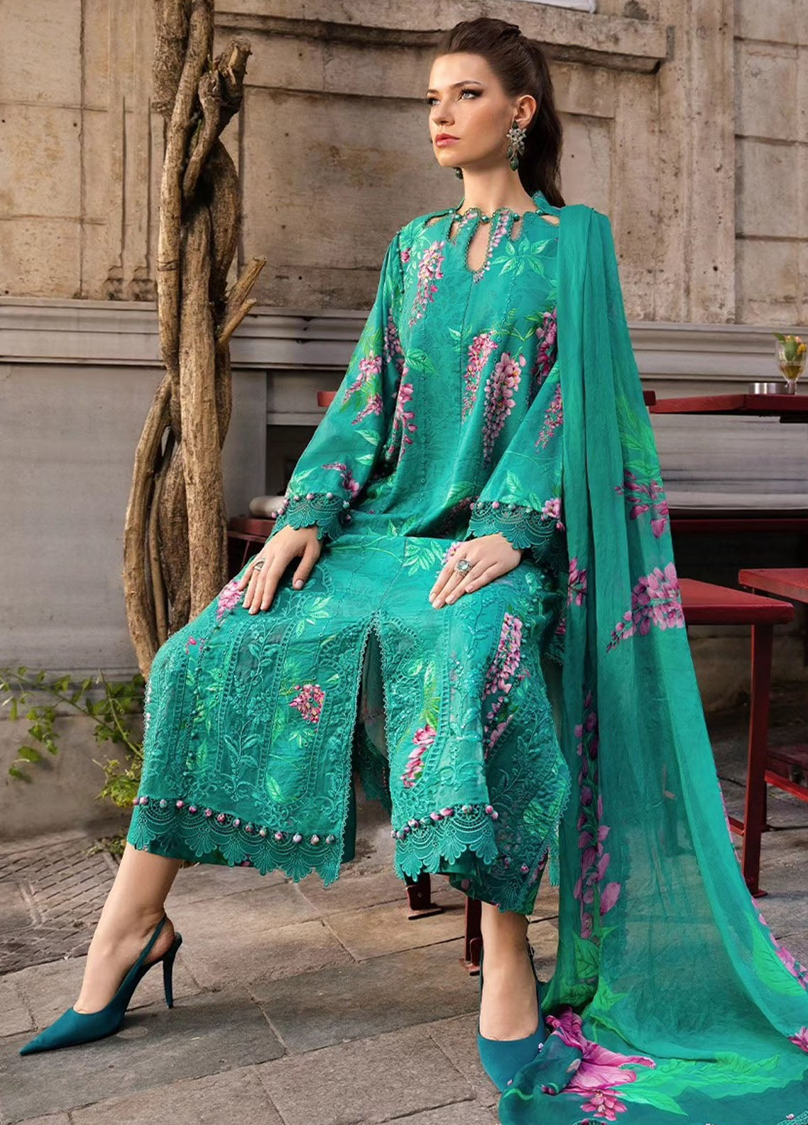 Maria B Embroidered Suit Unstitched 3 Piece MB2424PF 1A - Fall Collection