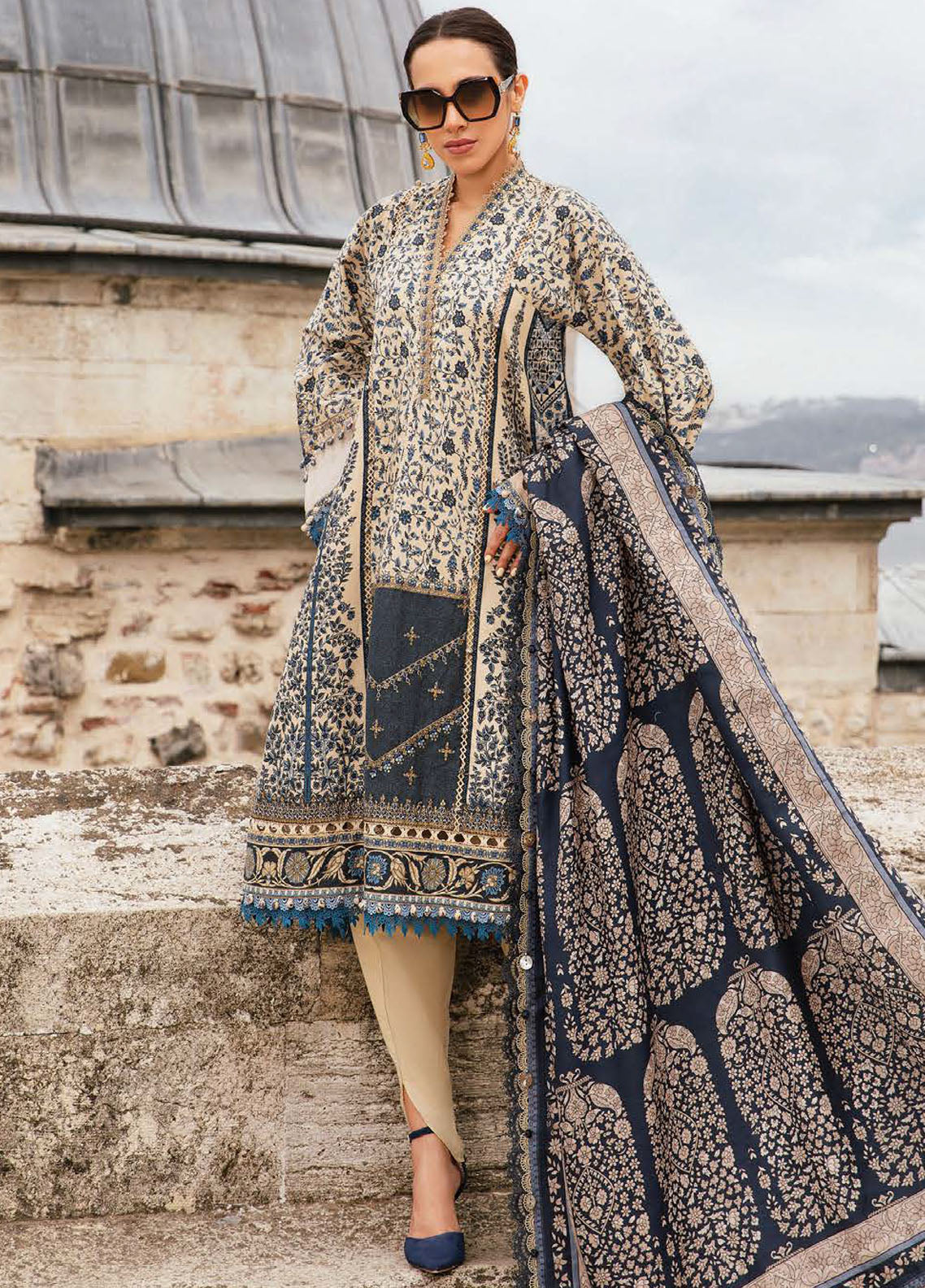 Maria B Embroidered Suit Unstitched 3 Piece MB2424PF 2A - Fall Collection