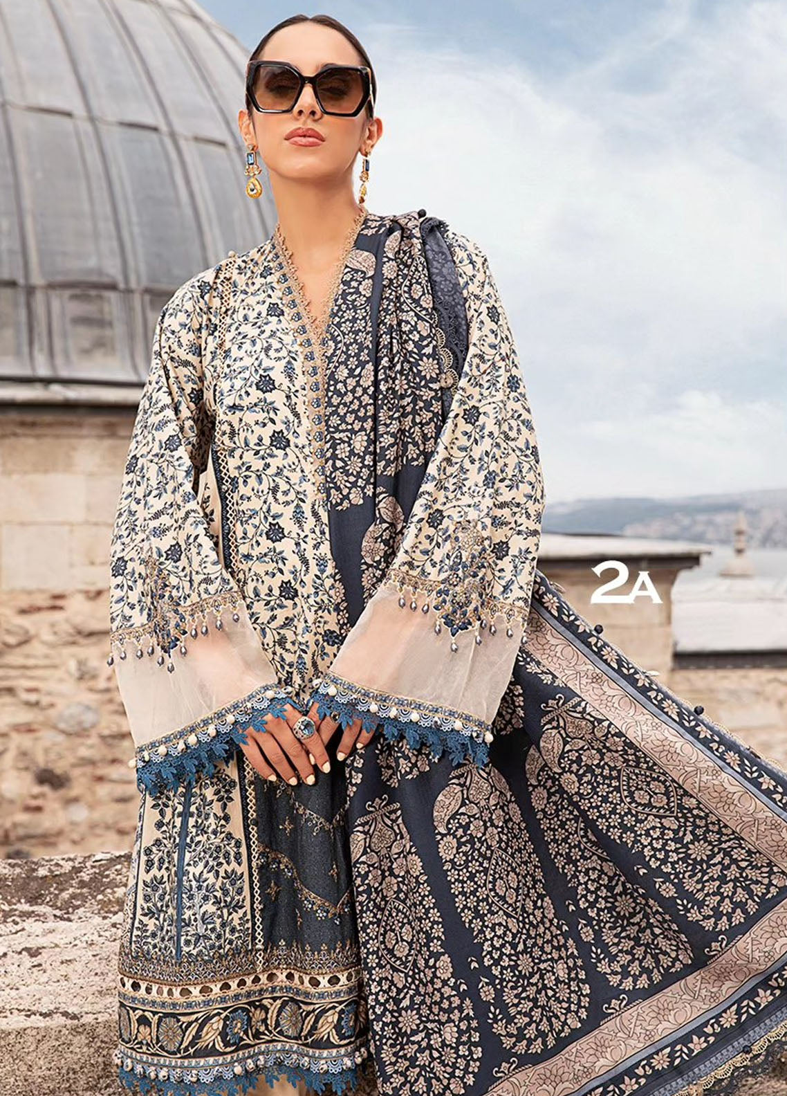 Maria B Embroidered Suit Unstitched 3 Piece MB2424PF 2A - Fall Collection