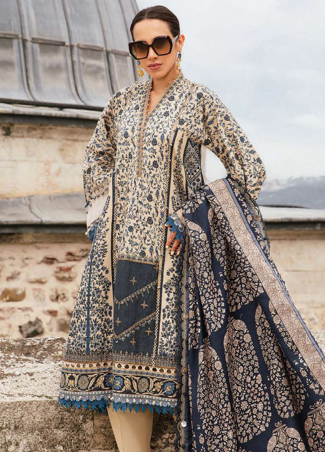 Maria B Embroidered Suit Unstitched 3 Piece MB2424PF 2A - Fall Collection