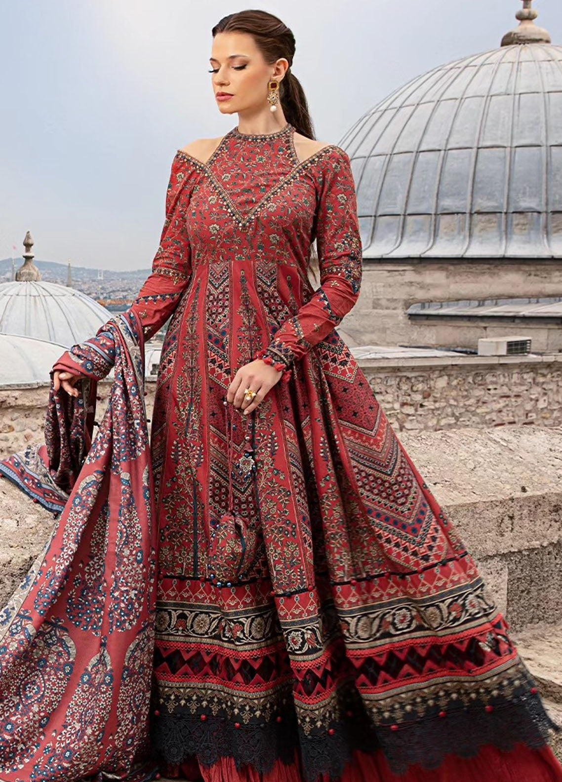 Maria B Embroidered Suit Unstitched 3 Piece MB2424PF 2B - Fall Collection