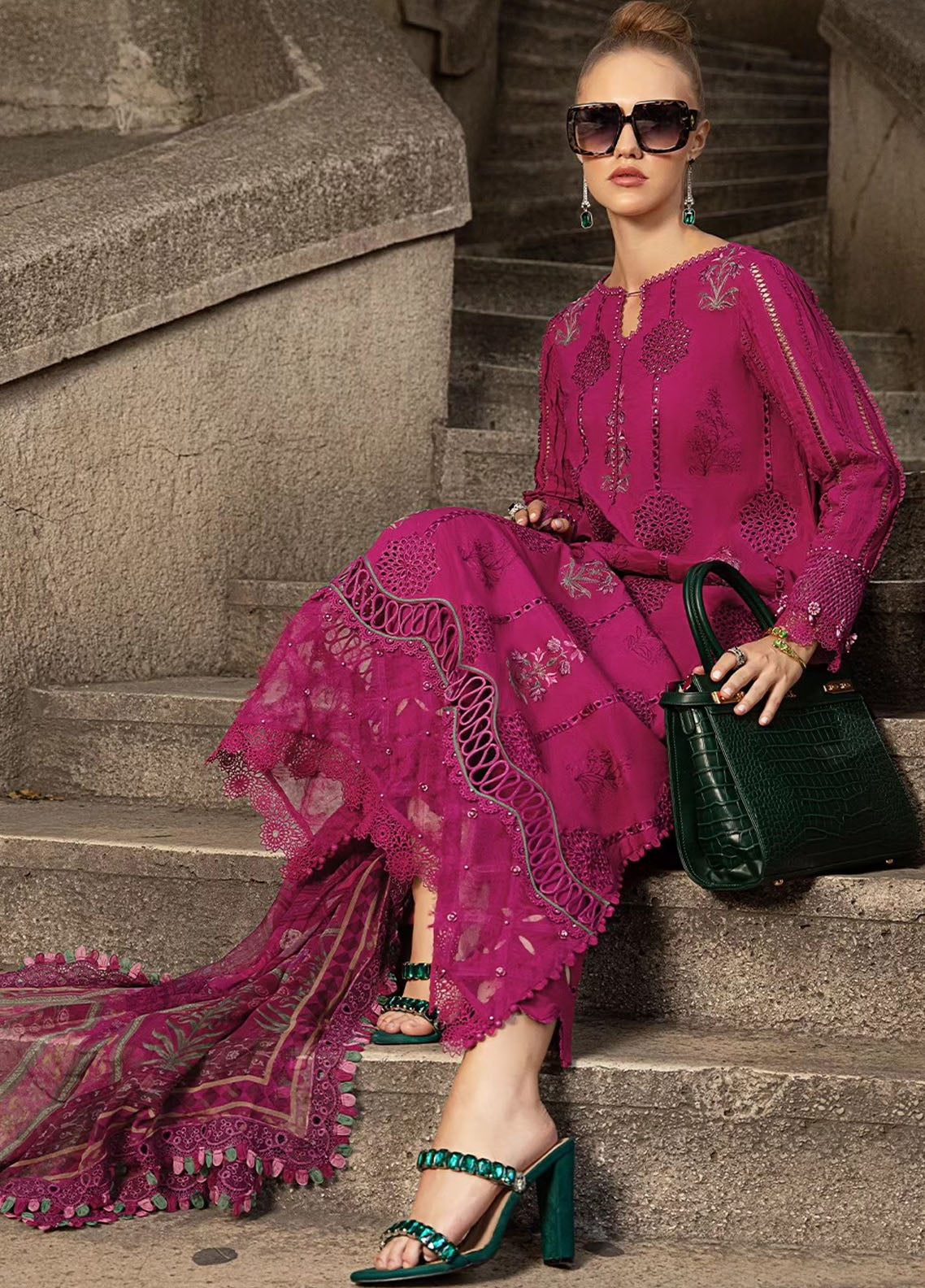 Maria B Embroidered Suit Unstitched 3 Piece MB2424PF 3B - Fall Collection