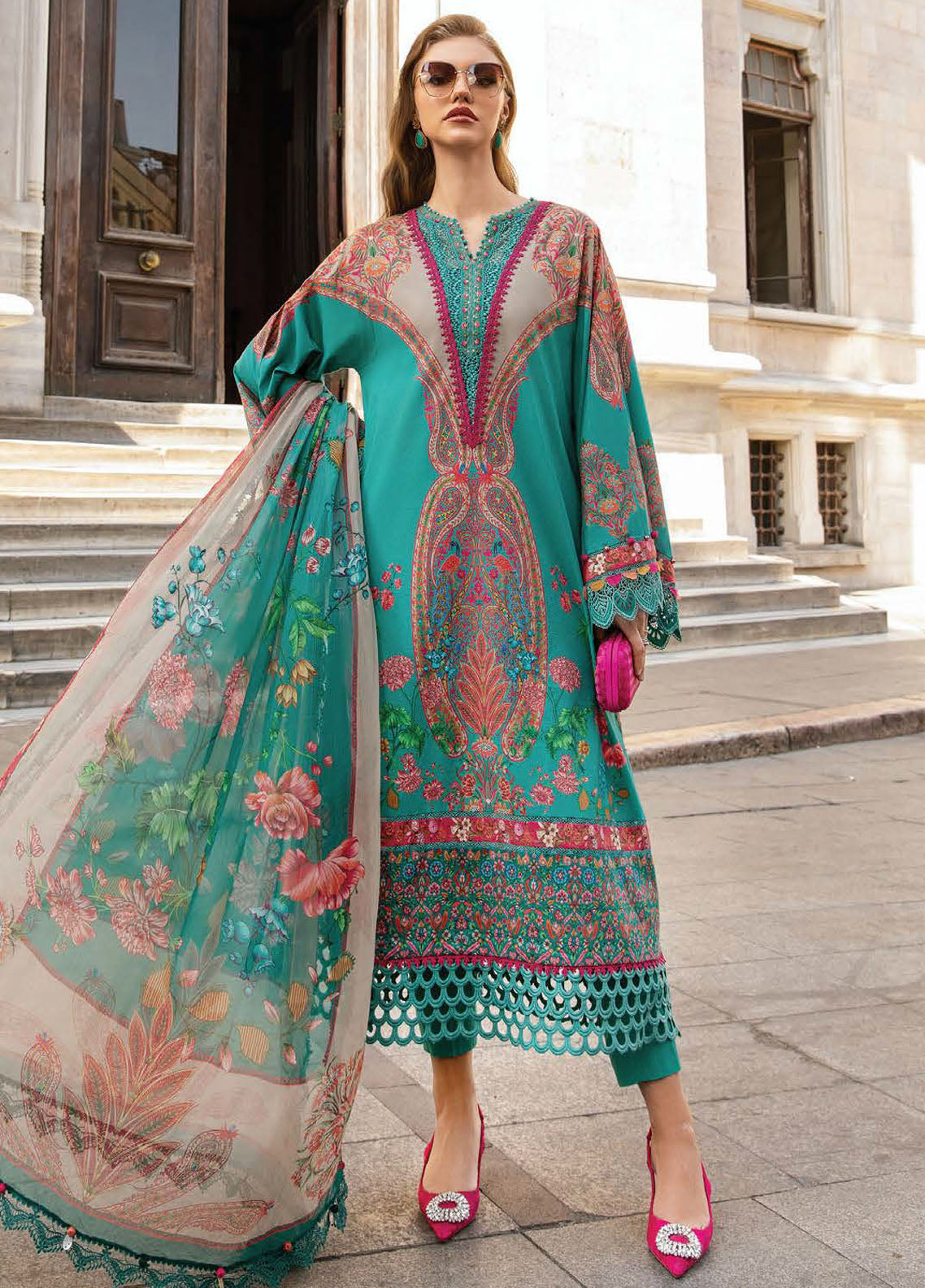 Maria B Embroidered Suit Unstitched 3 Piece MB2424PF 4A - Fall Collection