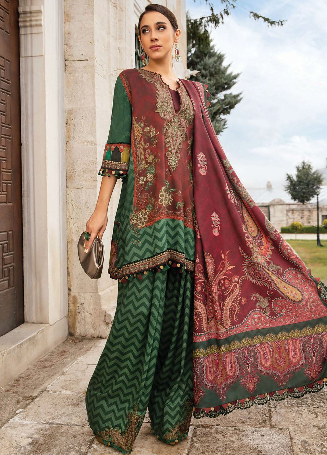 Maria B Embroidered Suit Unstitched 3 Piece MB2424PF 5B - Fall Collection