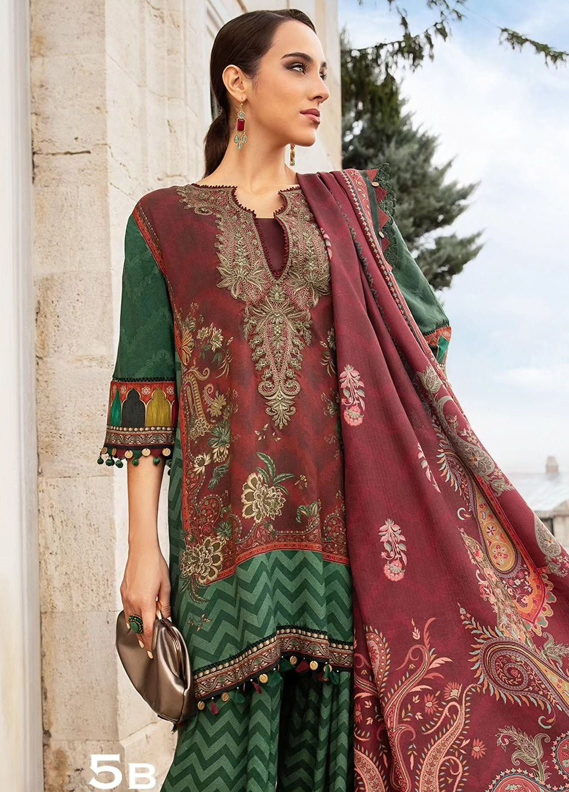 Maria B Embroidered Suit Unstitched 3 Piece MB2424PF 5B - Fall Collection