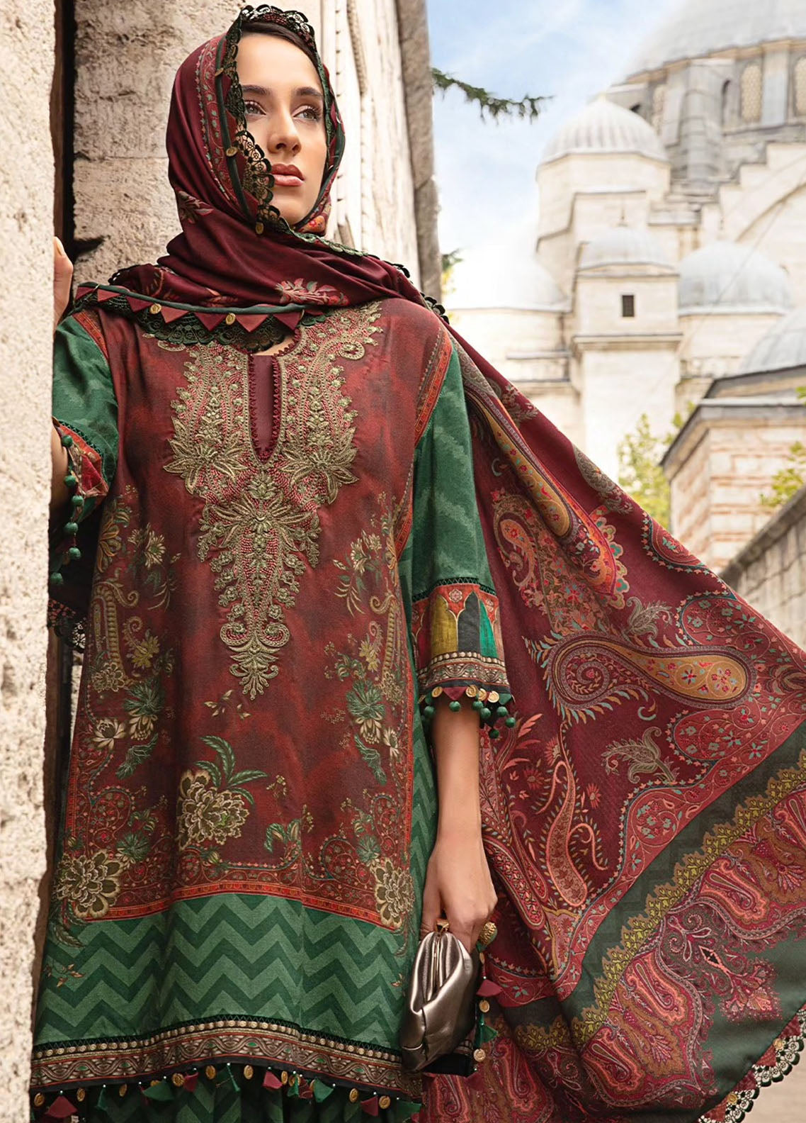 Maria B Embroidered Suit Unstitched 3 Piece MB2424PF 5B - Fall Collection