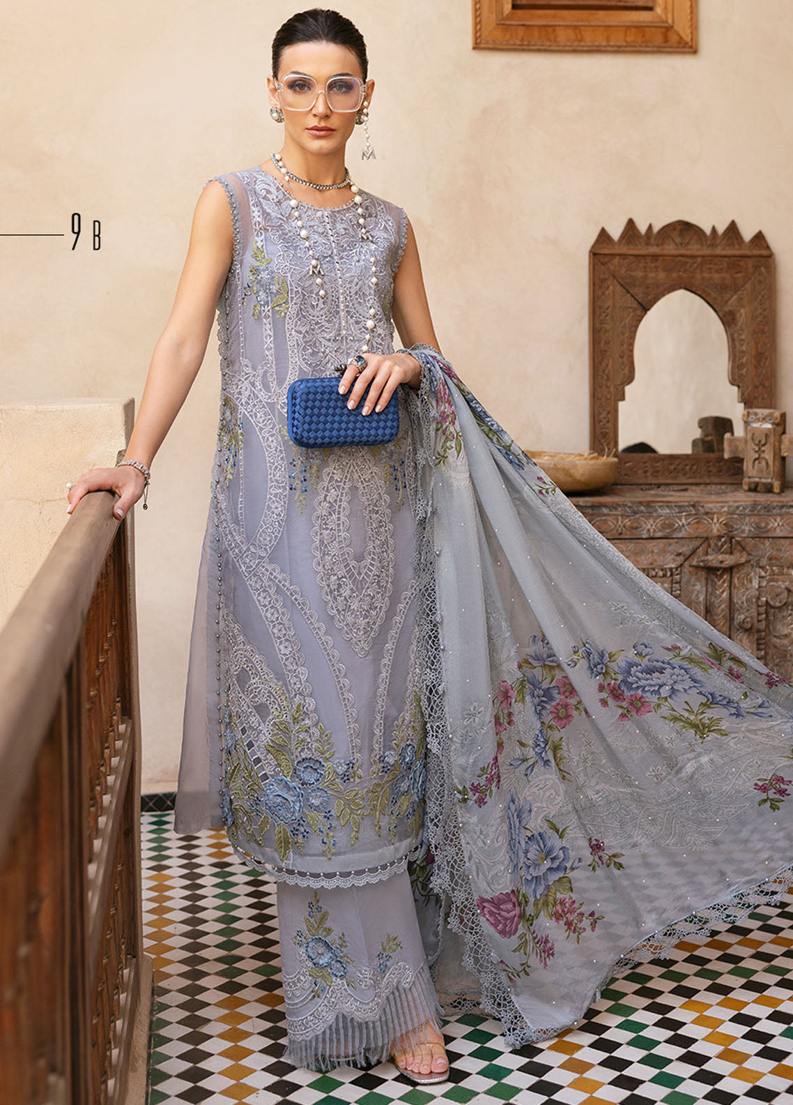 Maria B Embroidered Suits Unstitched 3 Piece MB25VL D-9B