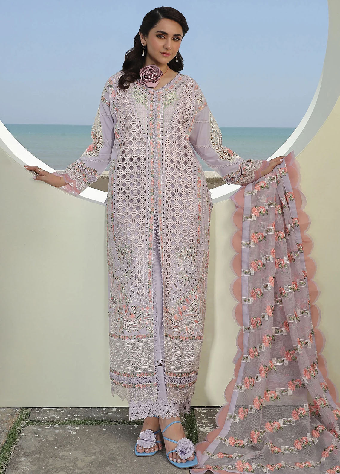 Maryam Hussain Unstitched Luxury Lawn Collection 2024 D-04 Feroz