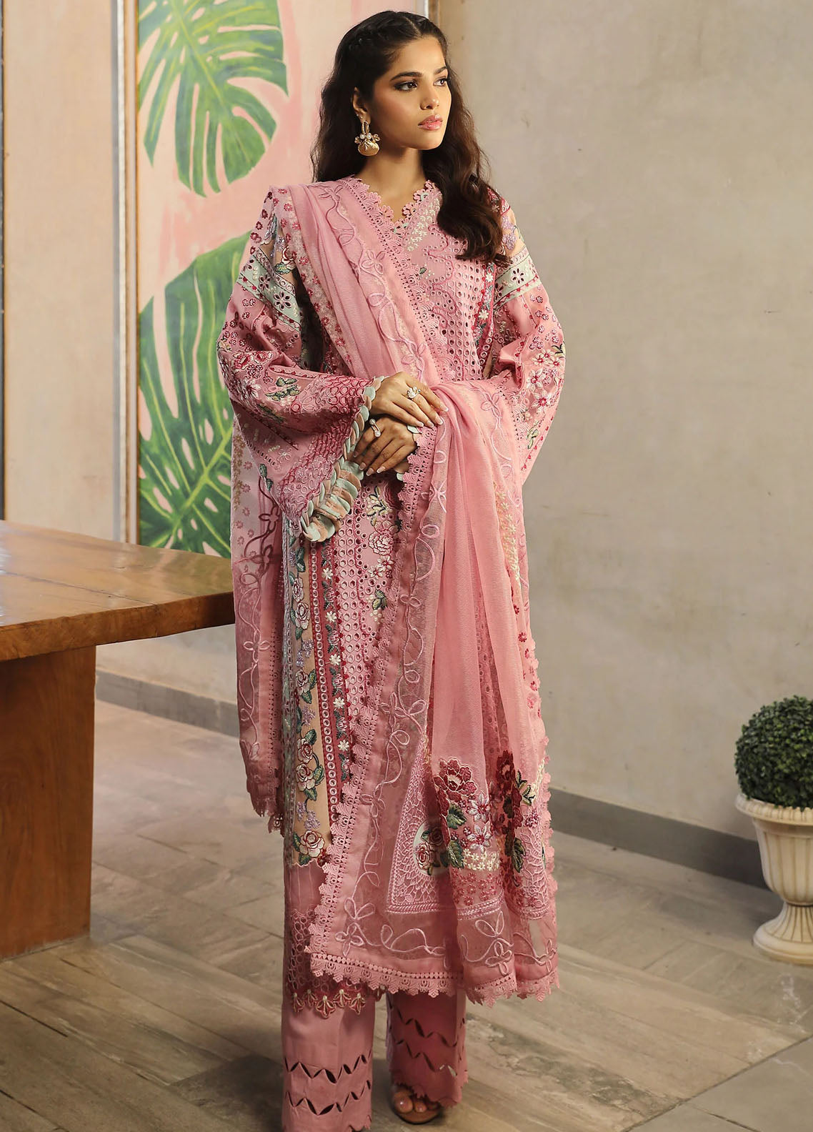 Maryam Hussain Unstitched Luxury Lawn Collection 2024 D-10 Coral