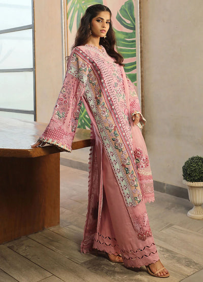 Maryam Hussain Unstitched Luxury Lawn Collection 2024 D-10 Coral