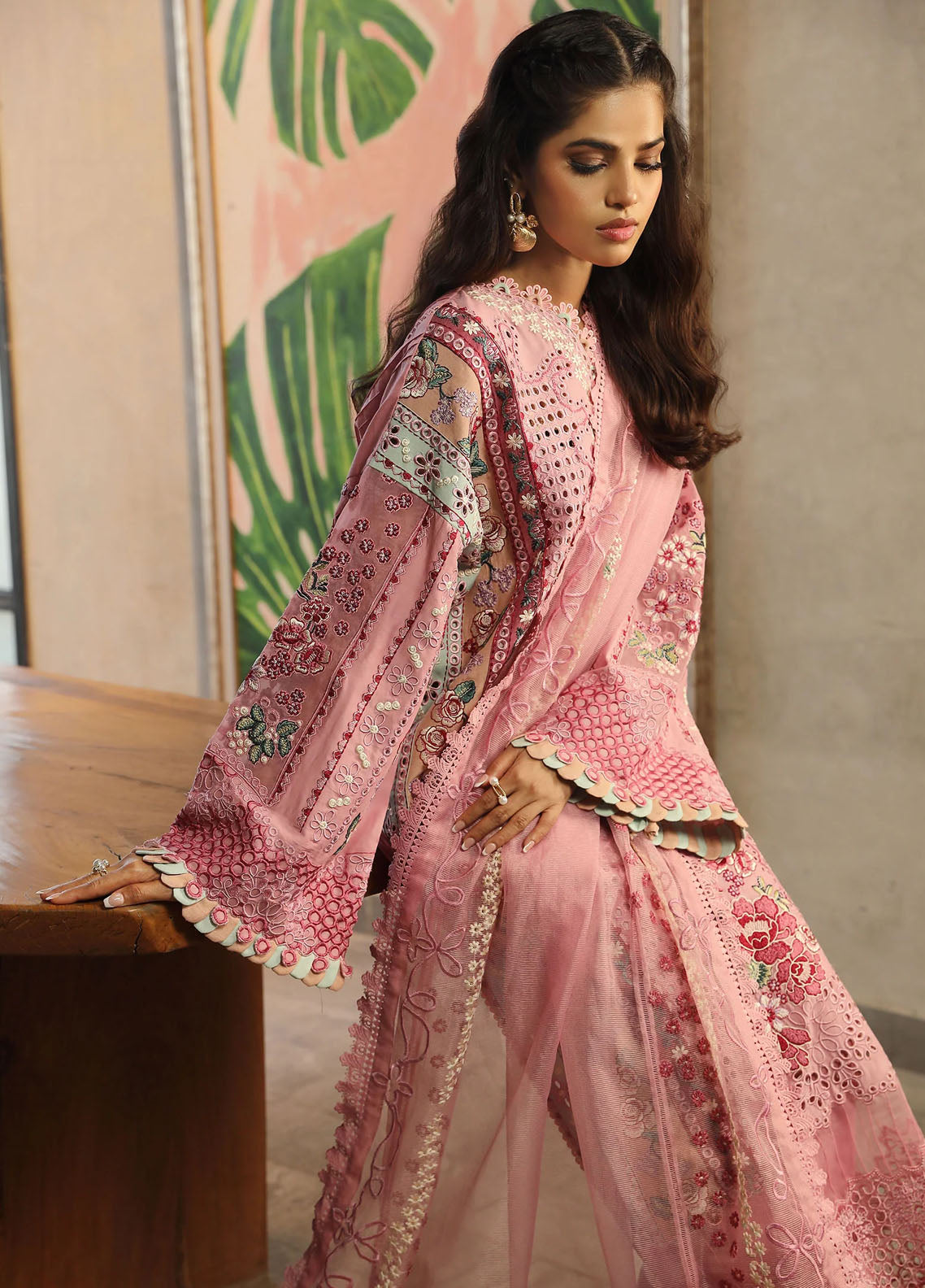 Maryam Hussain Unstitched Luxury Lawn Collection 2024 D-10 Coral