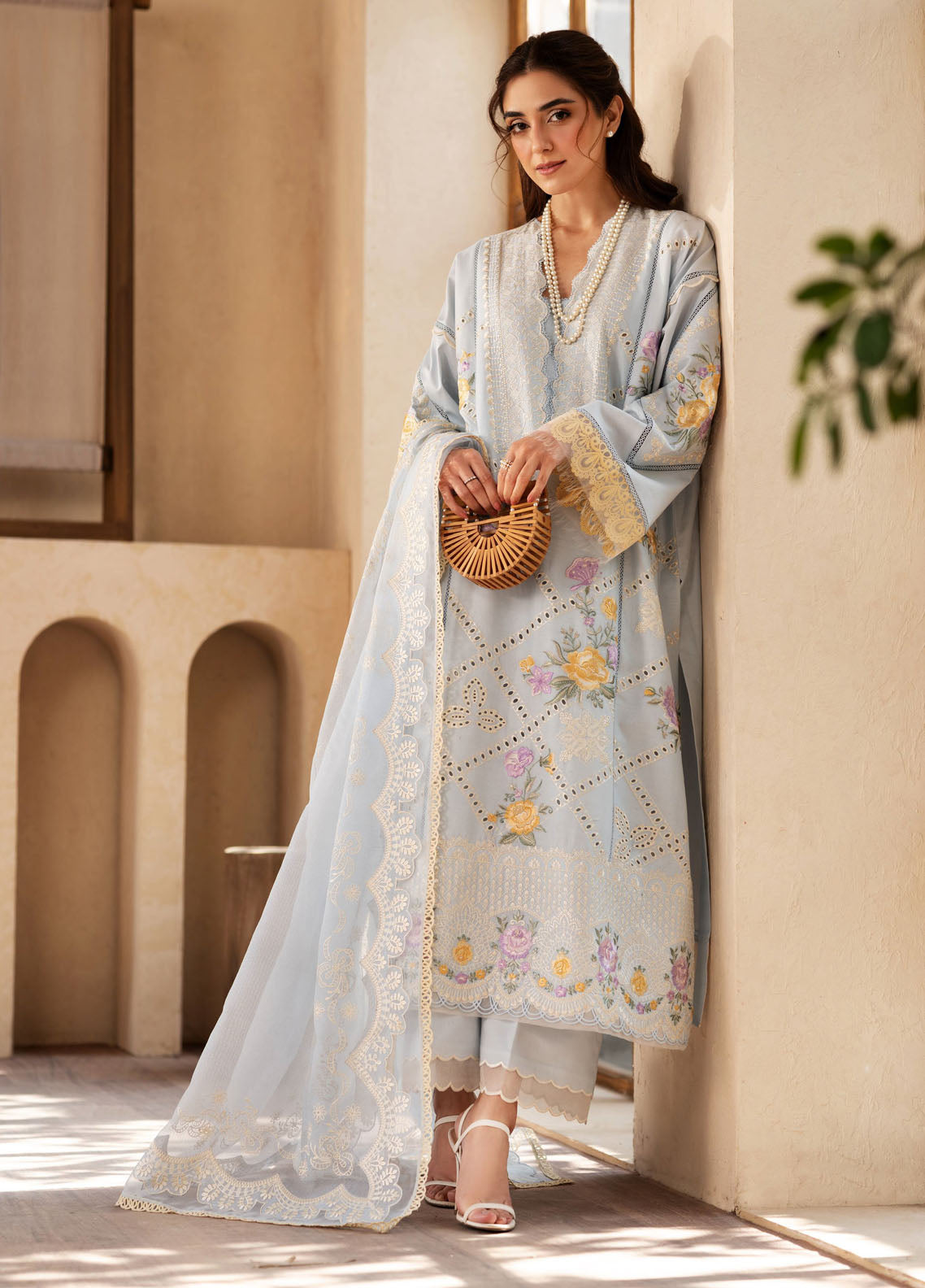 Maryum Hussain Embroidered Lawn Suit Unstitched 3 Piece D-02 Ocean