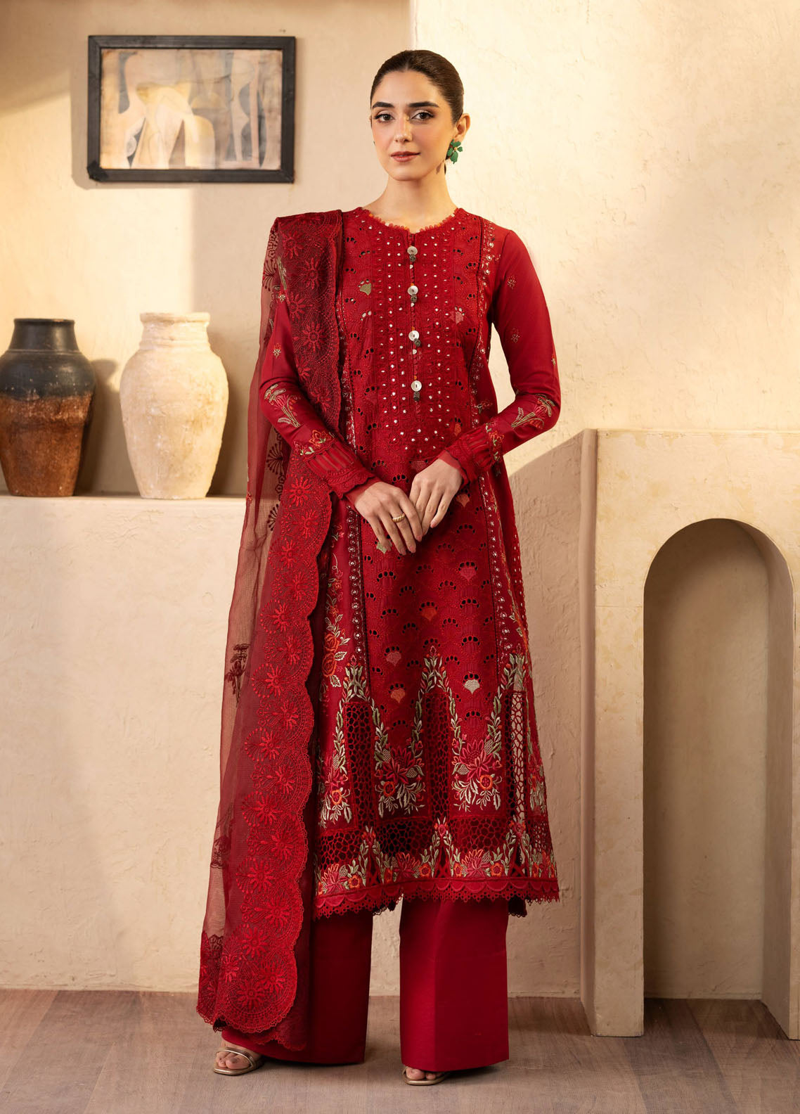 Maryum Hussain Embroidered Lawn Suit Unstitched 3 Piece D-06 Berry