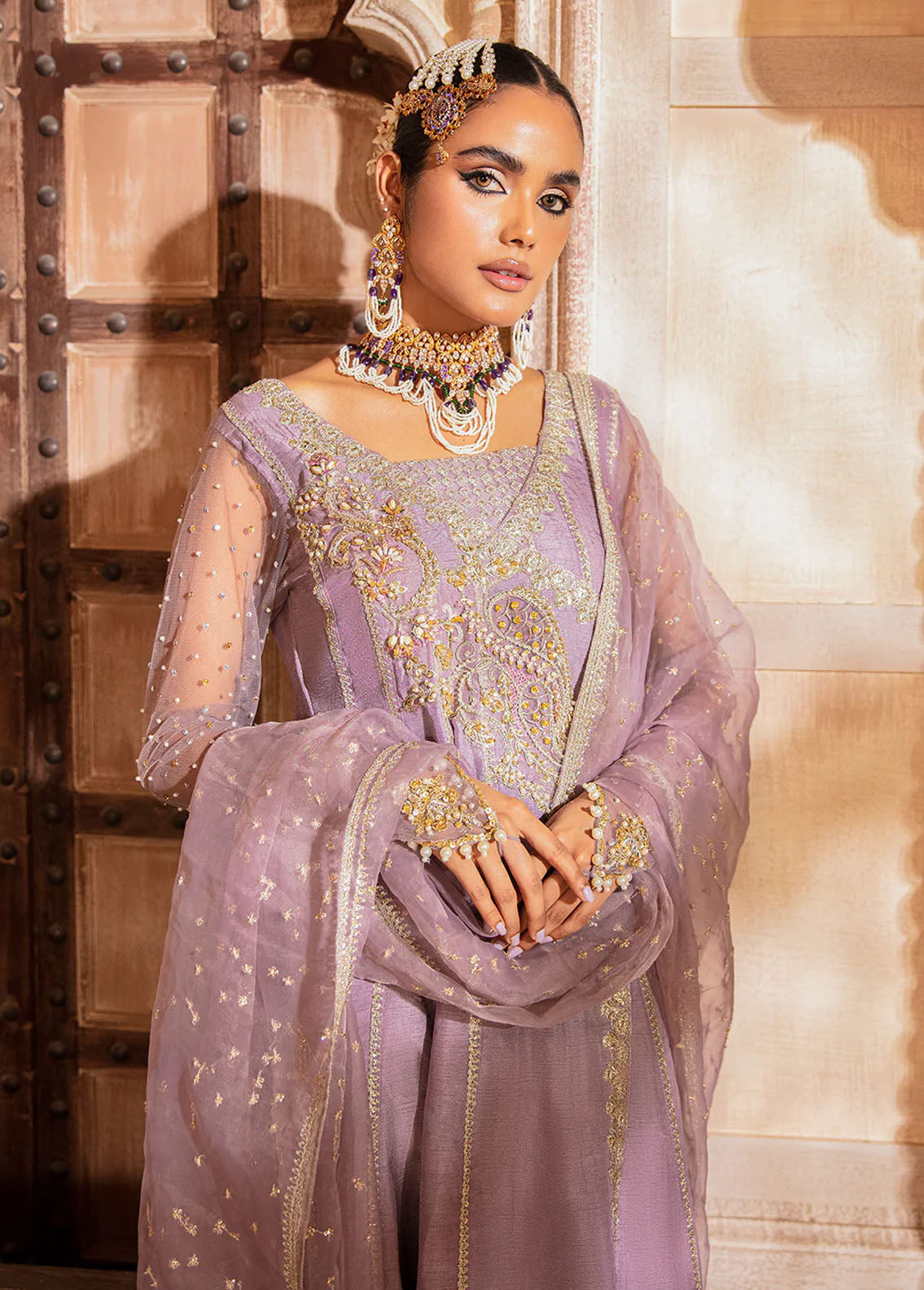 AJR Couture - Abbas Jamil Rajpoot Pret Embroidered Raw silk 3 Piece Suit Anarkali