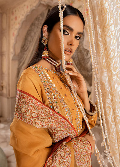 AJR Couture - Abbas Jamil Rajpoot Pret Embroidered Raw silk 3 Piece Suit Mushk