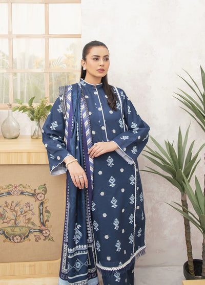 Meerak Pret Printed Khaddar 3 Piece Suit Aztec Ivory