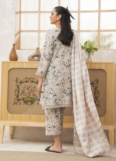 Meerak Pret Printed Khaddar 3 Piece Suit Magnolia