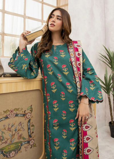 Meerak Pret Printed Khaddar 3 Piece Suit Meadow