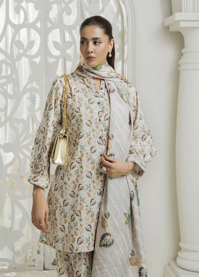 Meerak Pret Printed Khaddar 3 Piece Suit Winter Leaf