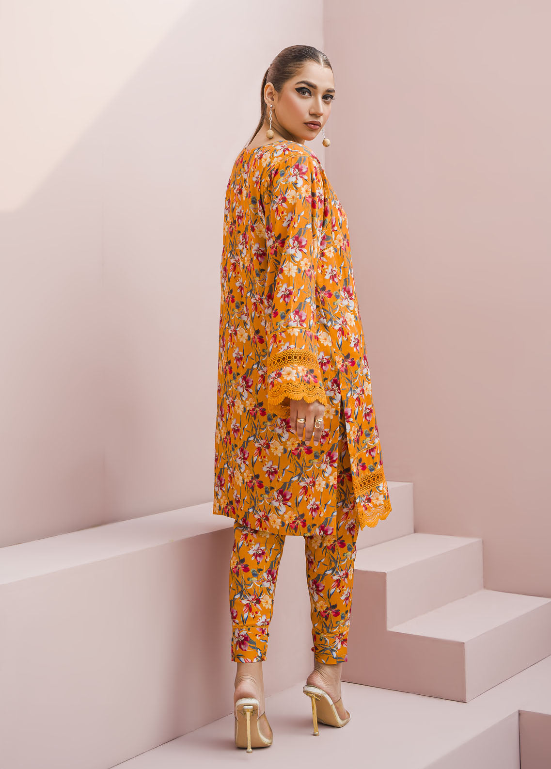 Meerak Pret Printed Raw Silk 2 Piece Suit Blaze