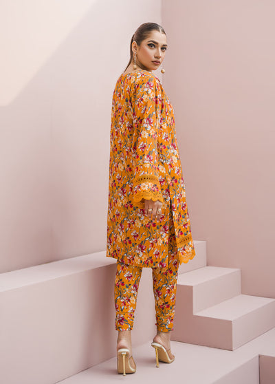 Meerak Pret Printed Raw Silk 2 Piece Suit Blaze