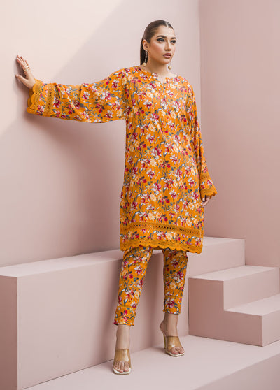 Meerak Pret Printed Raw Silk 2 Piece Suit Blaze