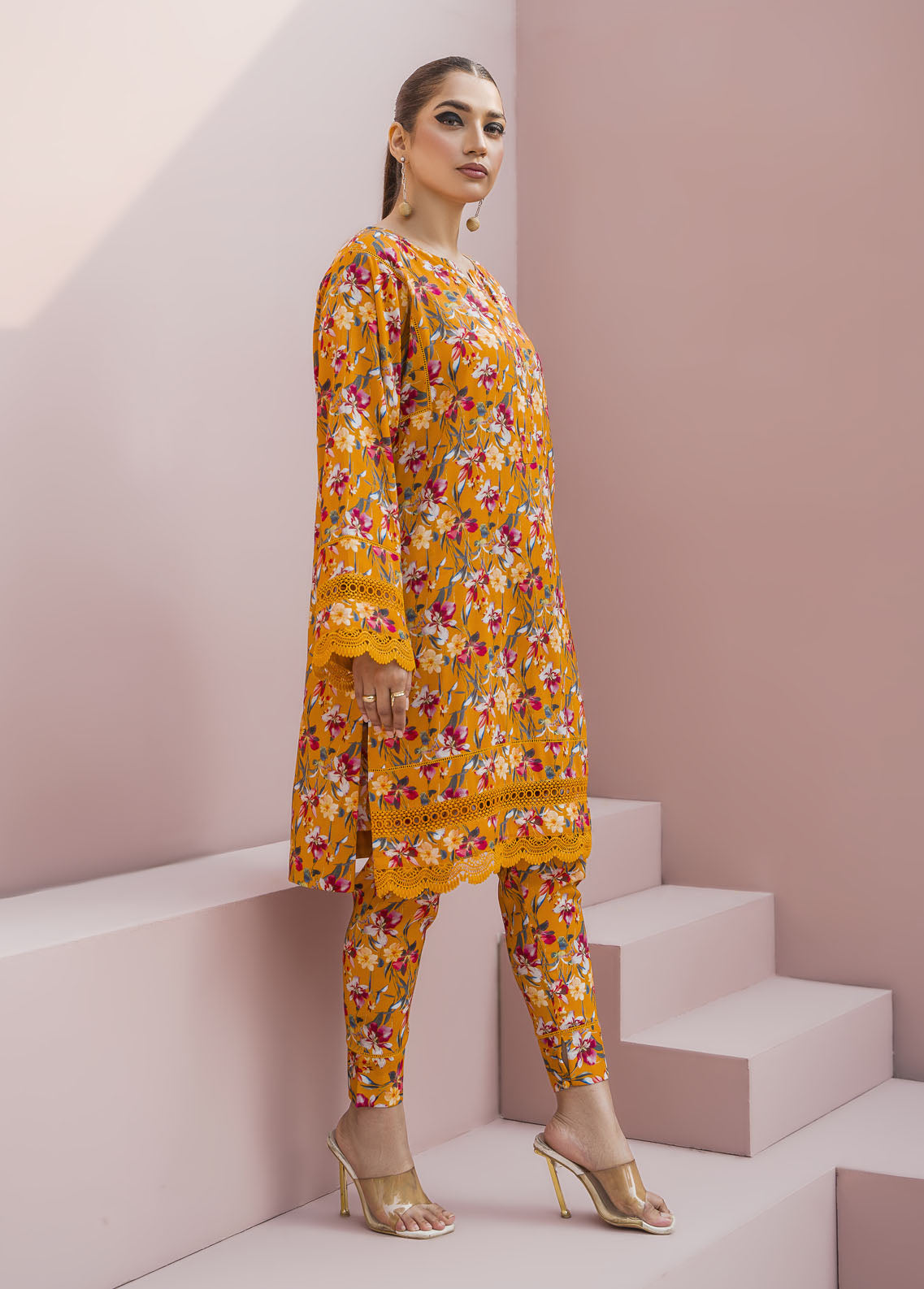 Meerak Pret Printed Raw Silk 2 Piece Suit Blaze