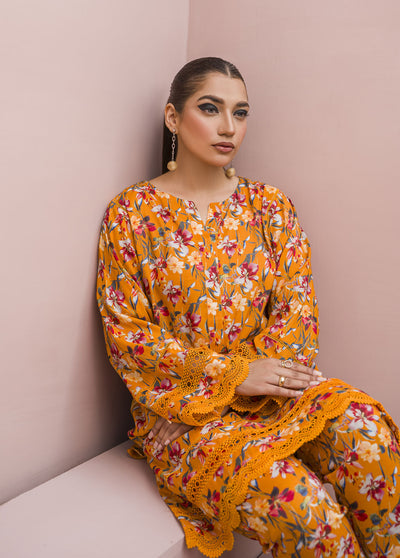 Meerak Pret Printed Raw Silk 2 Piece Suit Blaze